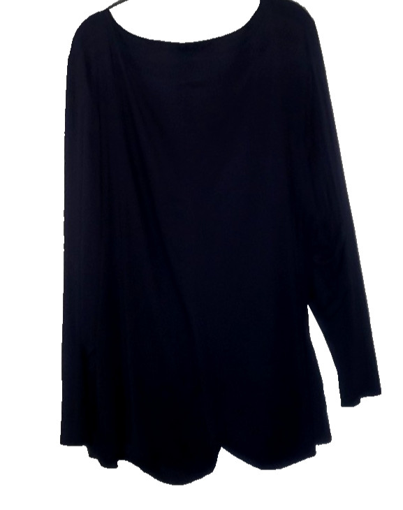 Lane Bryant NEW Sexy Ruched Stretch V Neck Long Sleeve Top Plus 30/32 5X Black