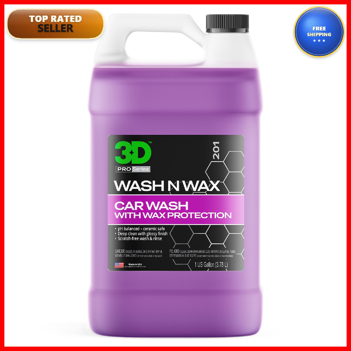 3D N Wax Car – Ph Balanced Easy Rinse Scratch Wax – 1 Gallon 201G01