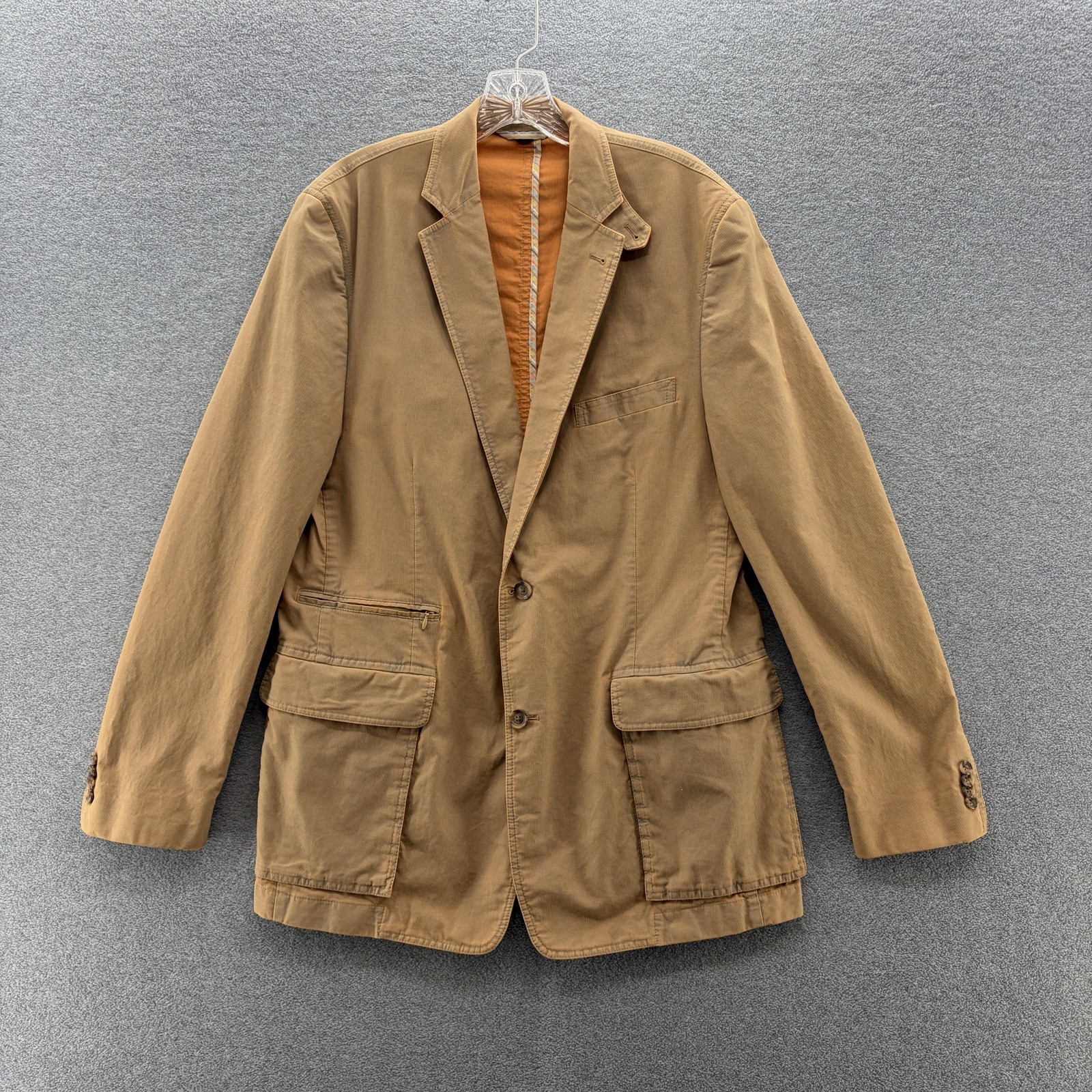 Kroon Blazer Mens 42L Brown Cotton Field Sport Coat Jacket Flap Pockets Casual