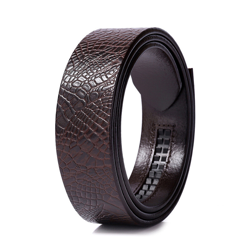 Cowhide Genuine Real Leather Automatic Ratchet Belt Strap No Buckle Waistband