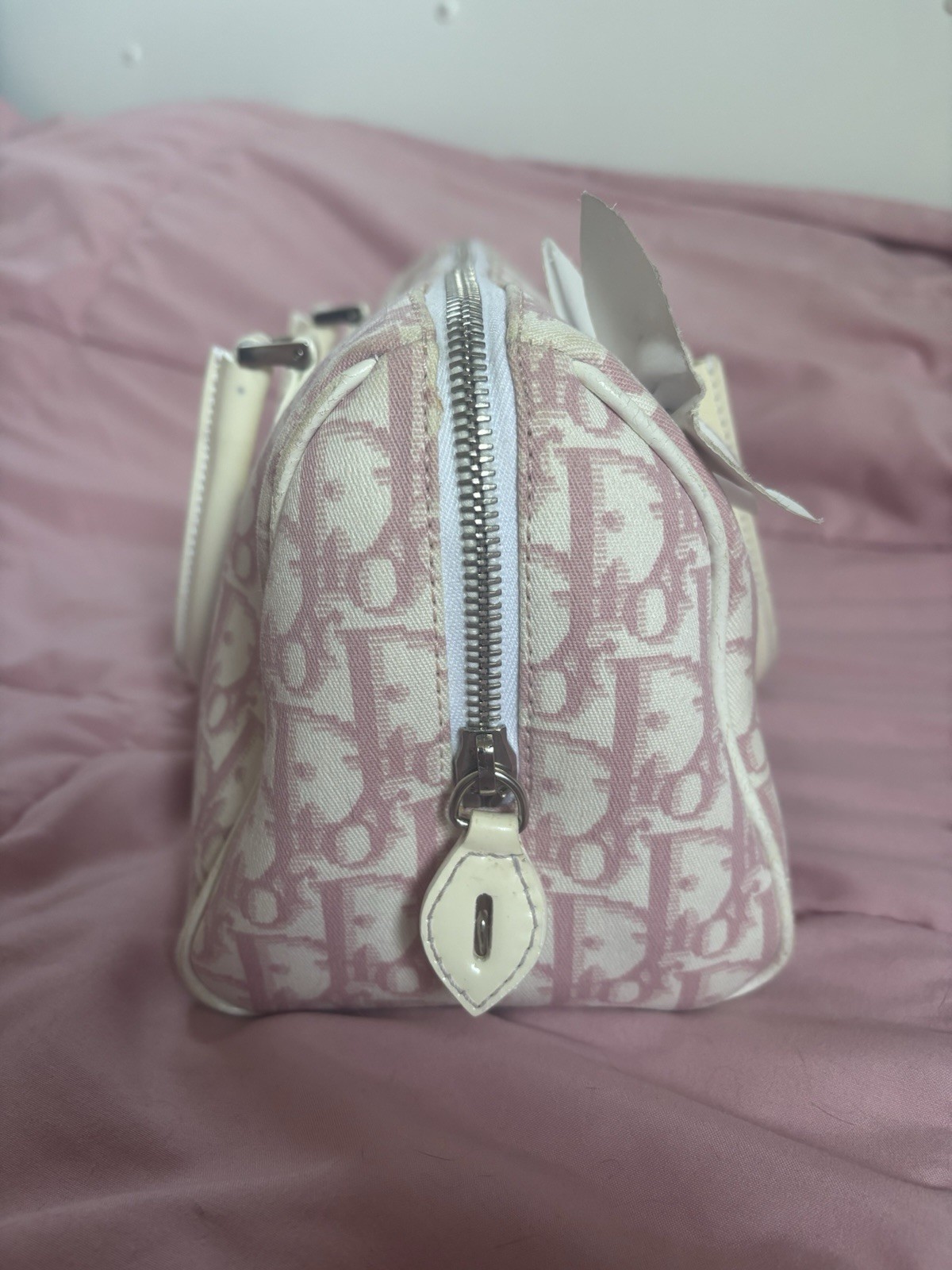 Christian Dior Diorissimo Pink Boston Trotter Logo Handbag Tote Vintage Y2K