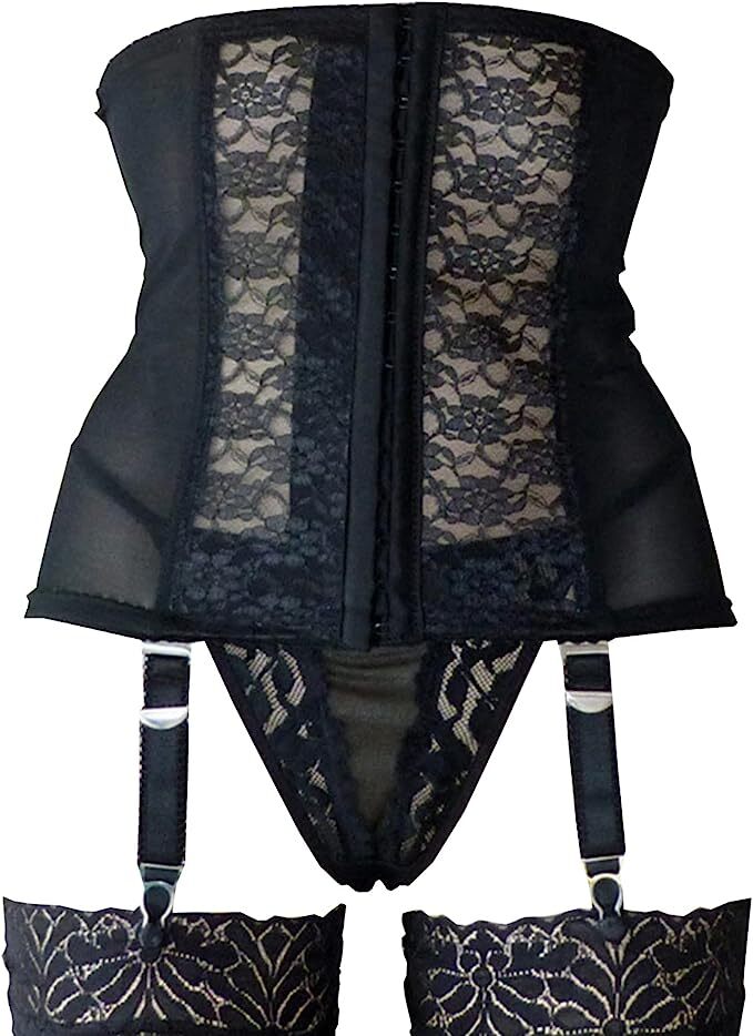 USA Unisex Boned Firm Shaping Waist Cincher Garter Belts With 6 Removable Straps
