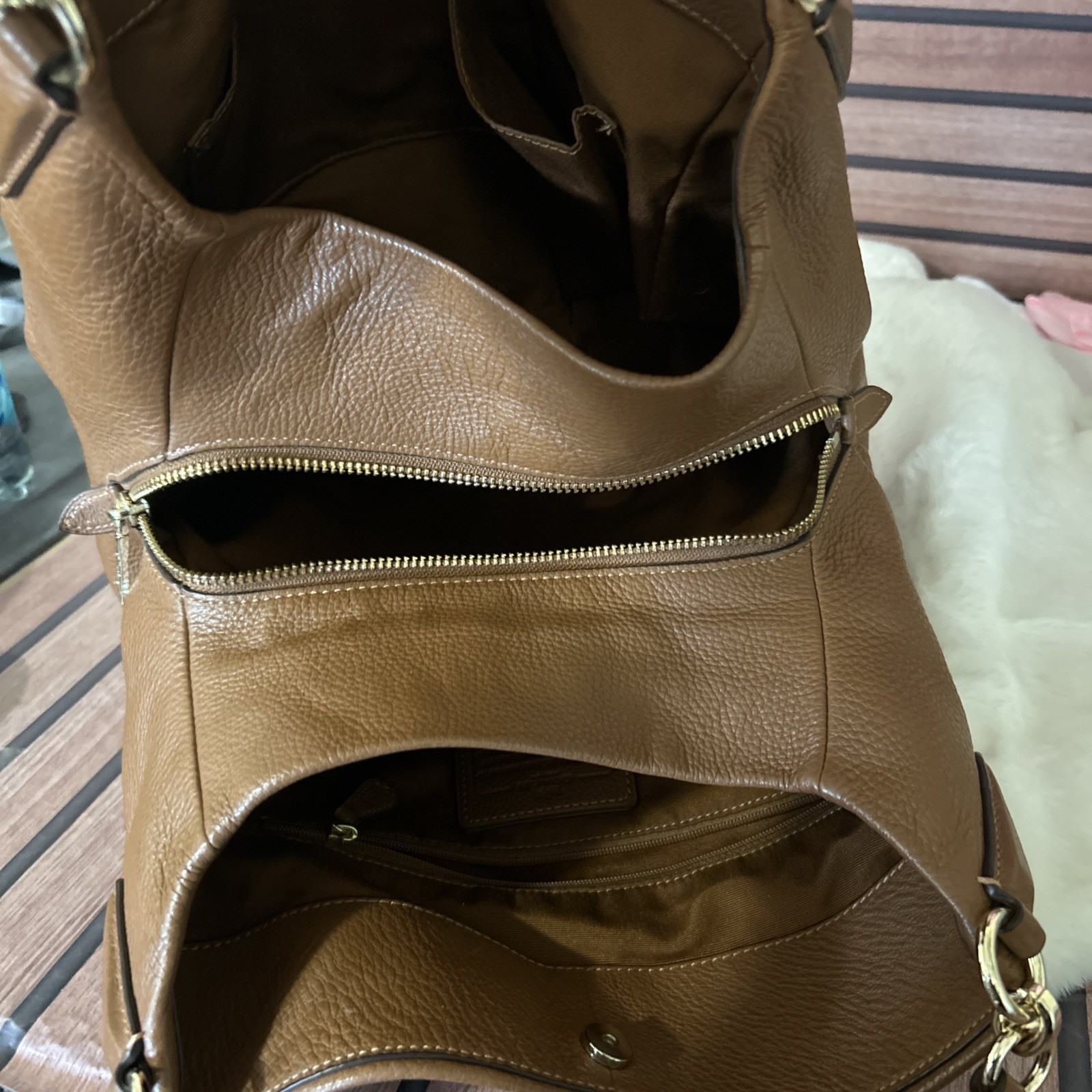 Coach Madison Phoebe 26224 Brown Pebbled Leather Hobo Shoulder Bag Purse
