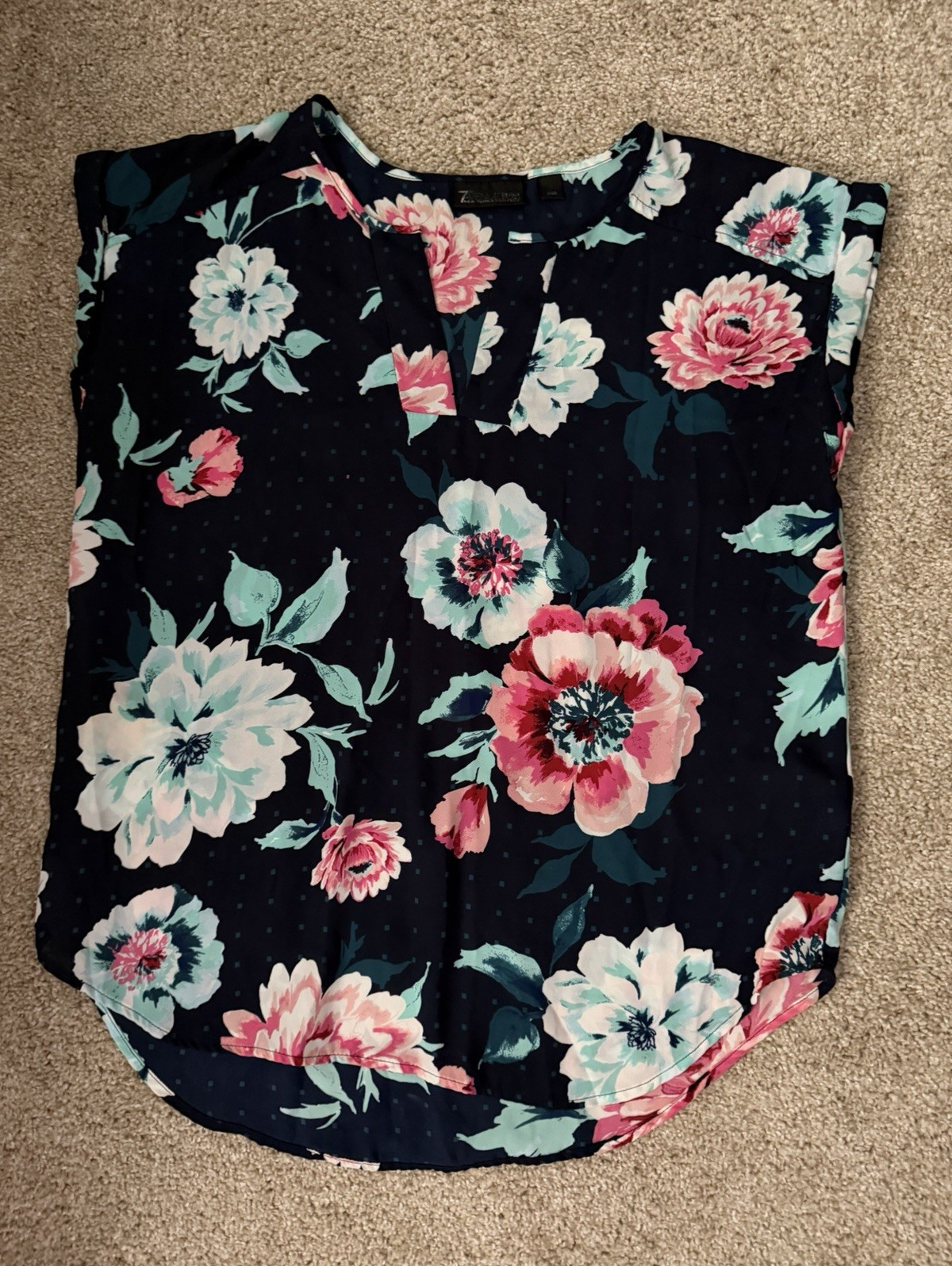 7th Avenue Design Studio NY & Co Women’s Floral Sleeveless Blouse Top Size L