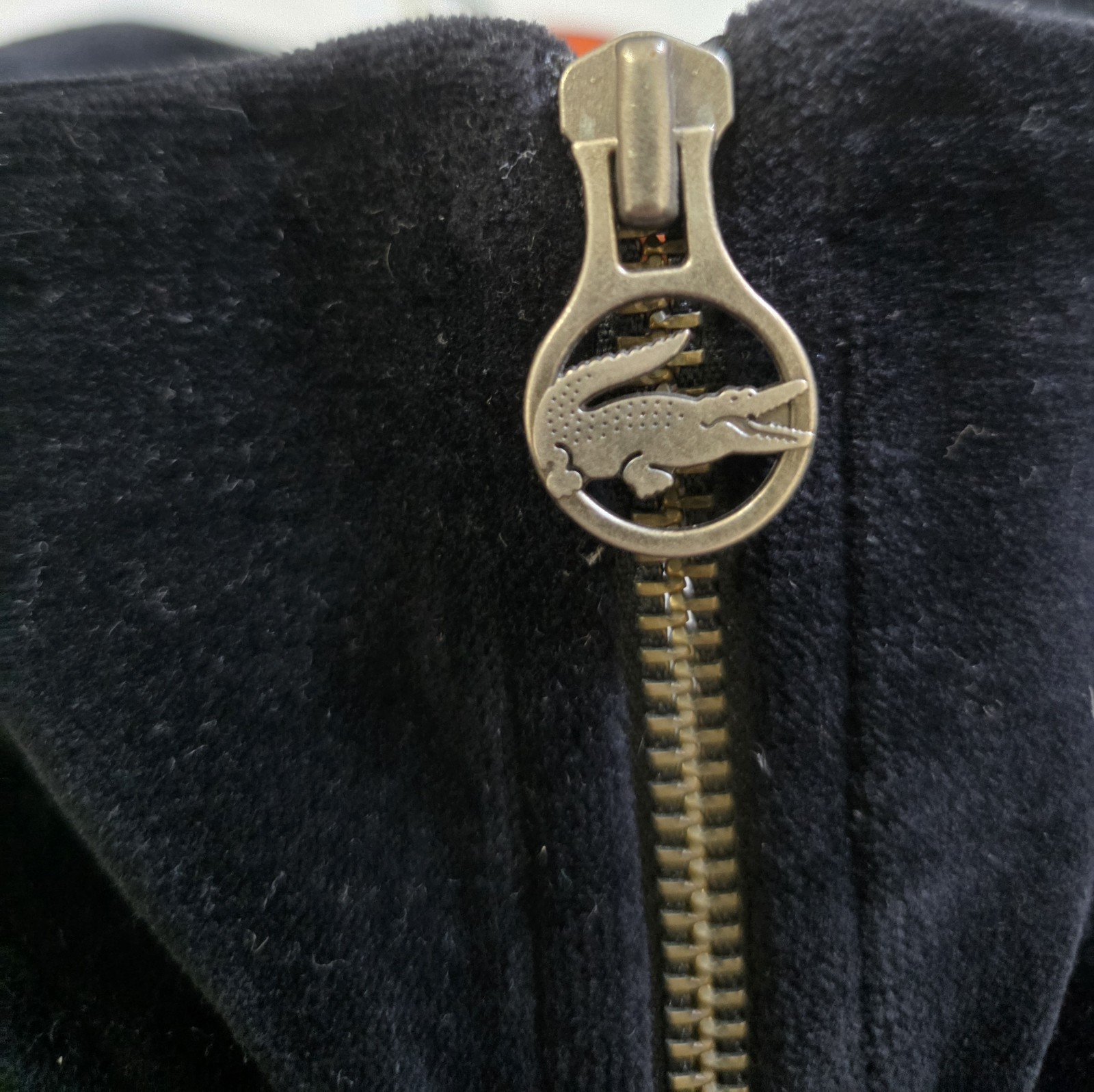 Vintage Lacoste Men’s Black Track Jacket Size 44 Logo velvet-like Slightly Used