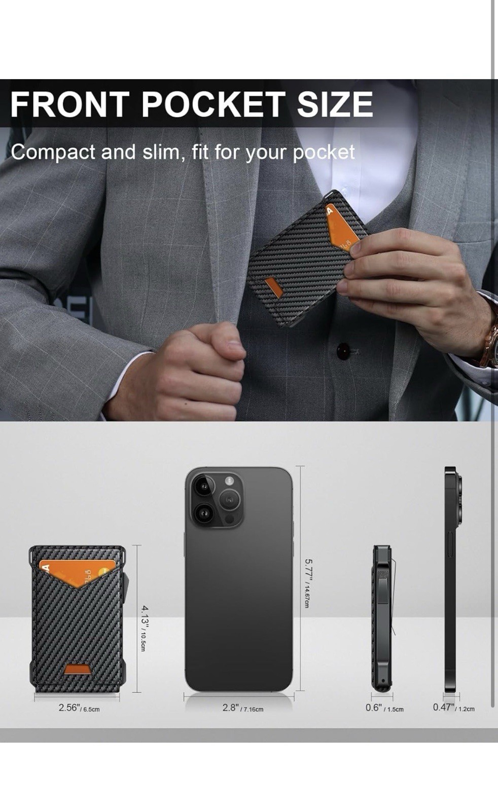 Wallet for Men RFID Wallet with 2 ID Windows & Money Clip, Slim Pop up Card Hold