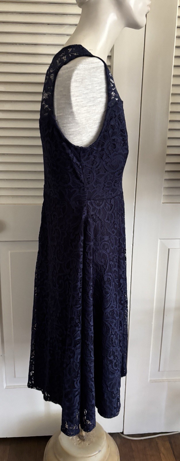 Romantic Navy Blue Crochet Lace Dress