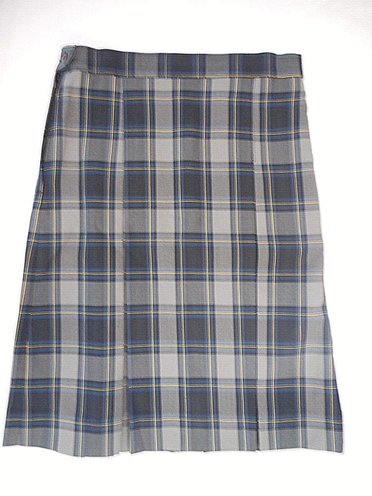 Girls A+ Blue & Gray Plaid Kick Pleat Uniform Skirt Jr. Sizes 26 Jr. – 42 Jr.