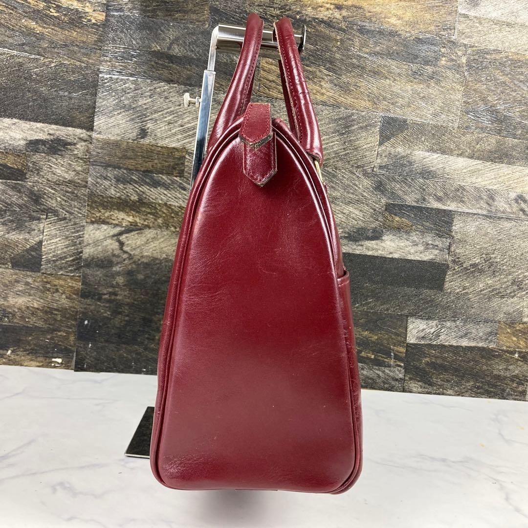 YVES SAINT LAURENT Boston bag Leather Red Vintage Authentic From Japan