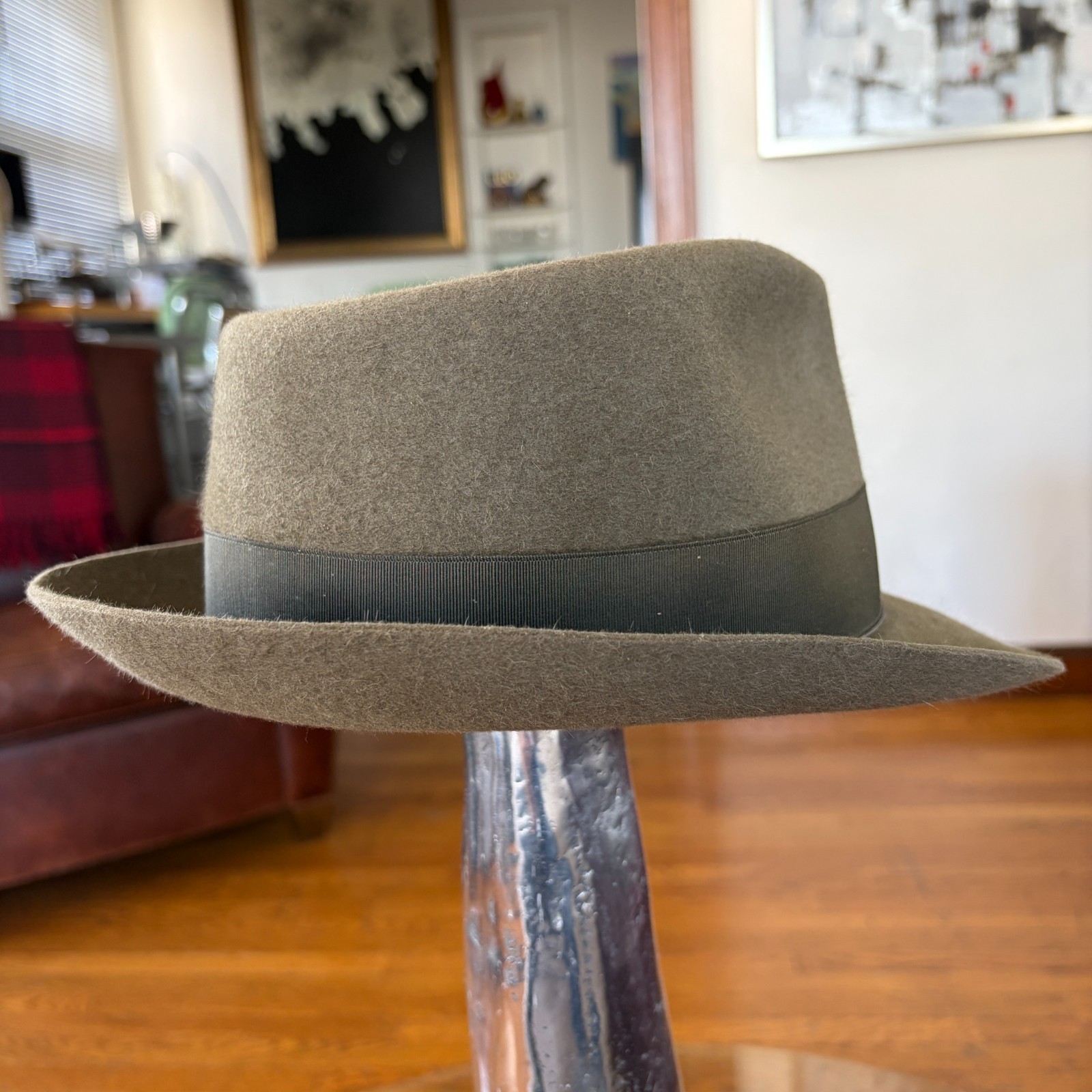 $995 Paul’s Hat Works Custom Fur Felt Fedora Stetson Moss Green Olive 7 1/8