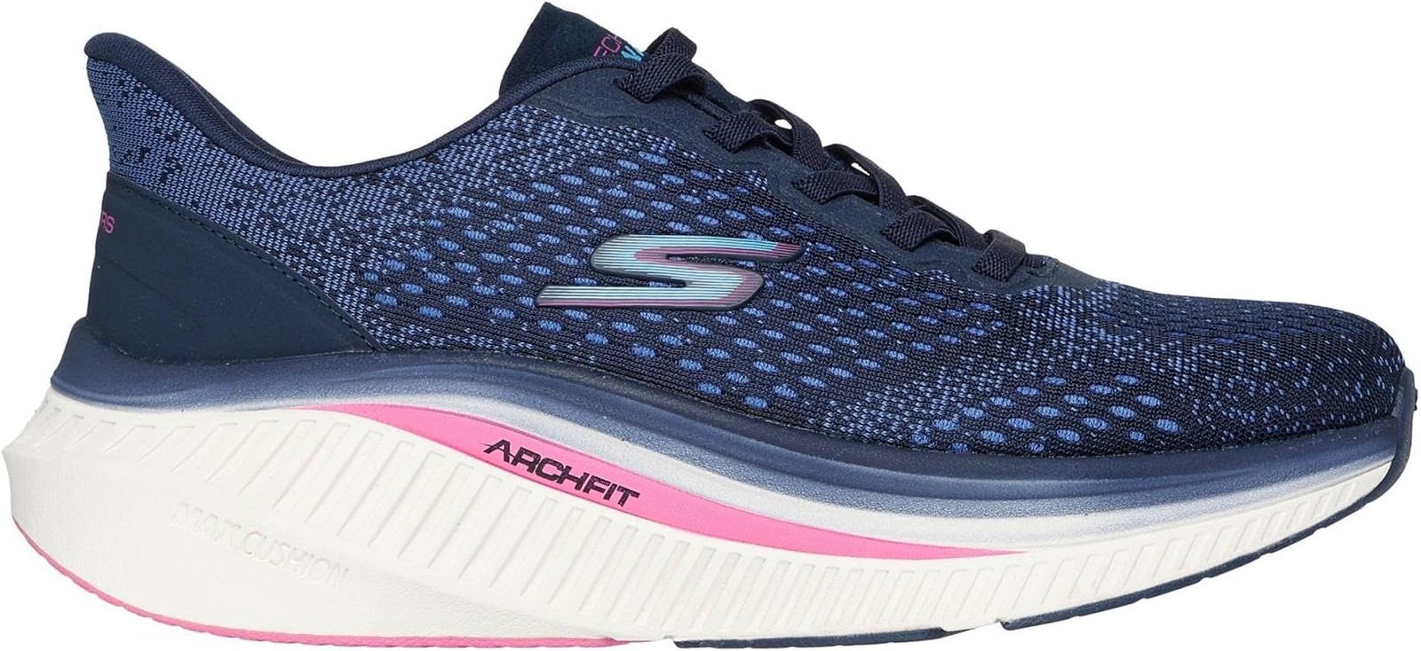 Skechers Womens Max Cushioning Arch Fit Roslyn – Navy/Purple – 5.5 B – Medium