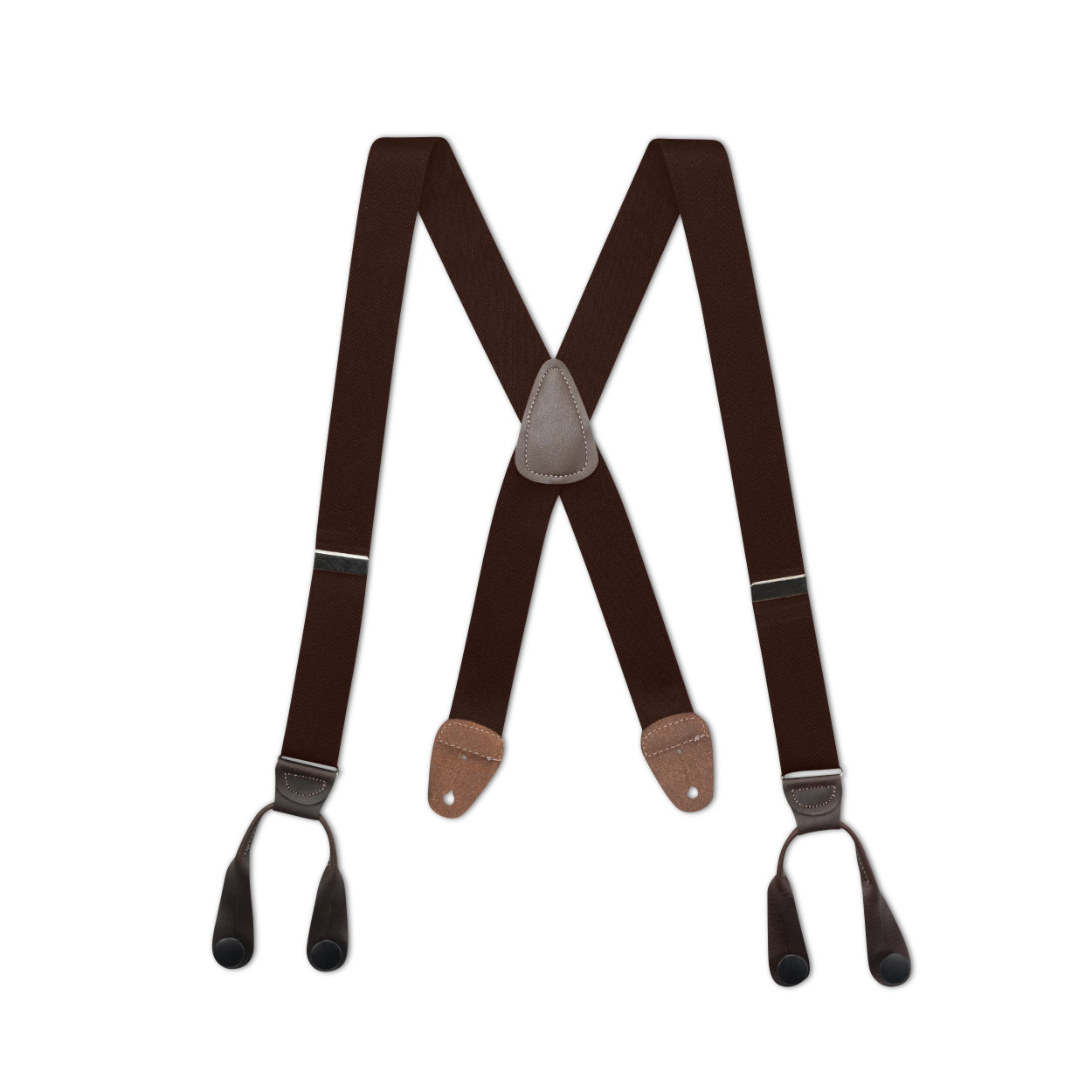 1″ Wide Gold Tone BUTTON ON Suspenders LEATHER EARS Many Colors. MADE IN USA