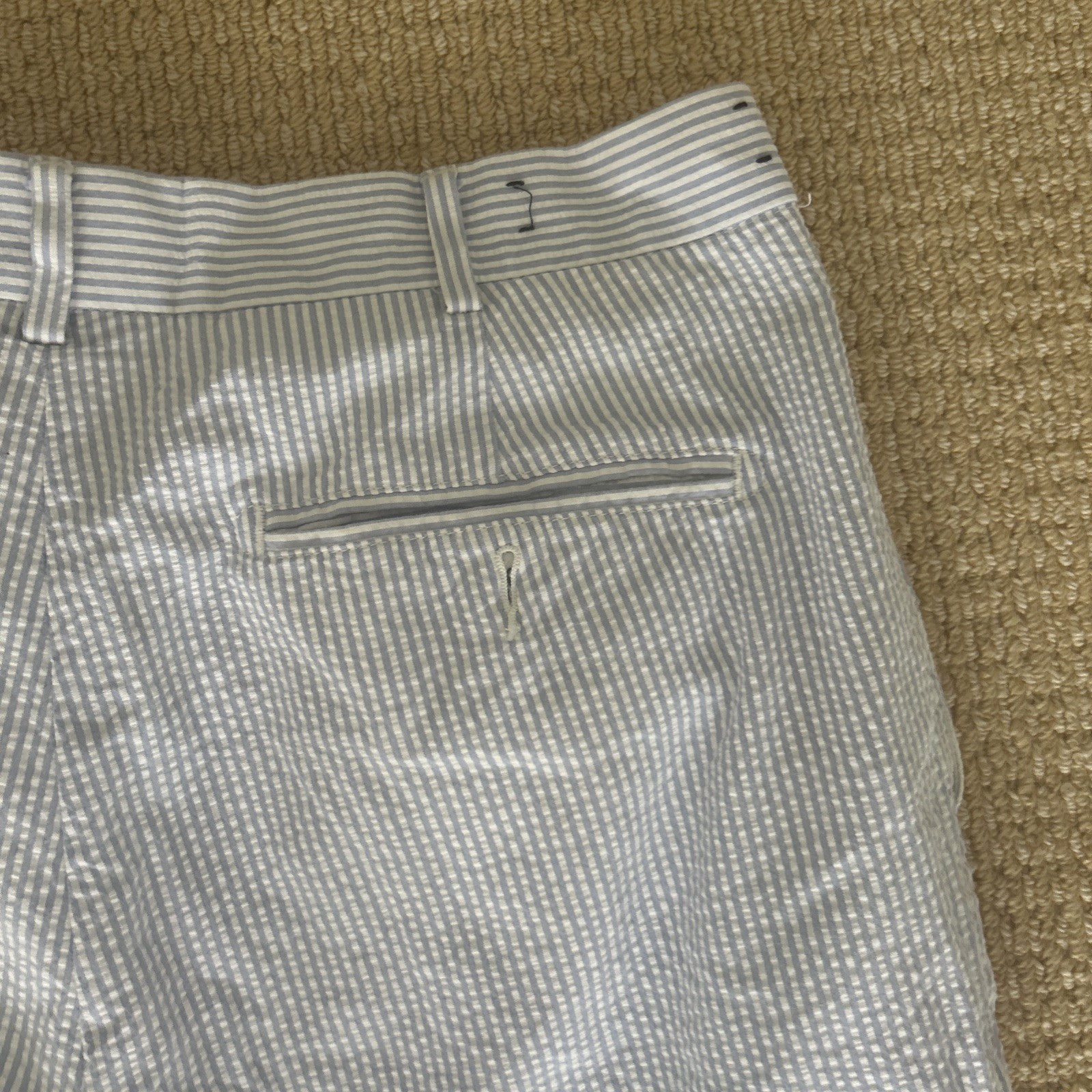 Daniel Cremieux Blue Label Seersucker Pants Men 34×32 Striped Flat Front Preppy