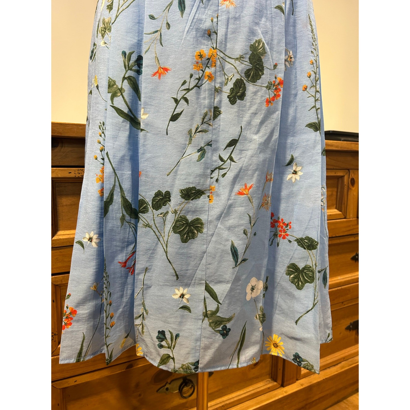 GAL MEETS GLAM Womens Blue Poplin Floral Midi Cottagecore Measures a Medium