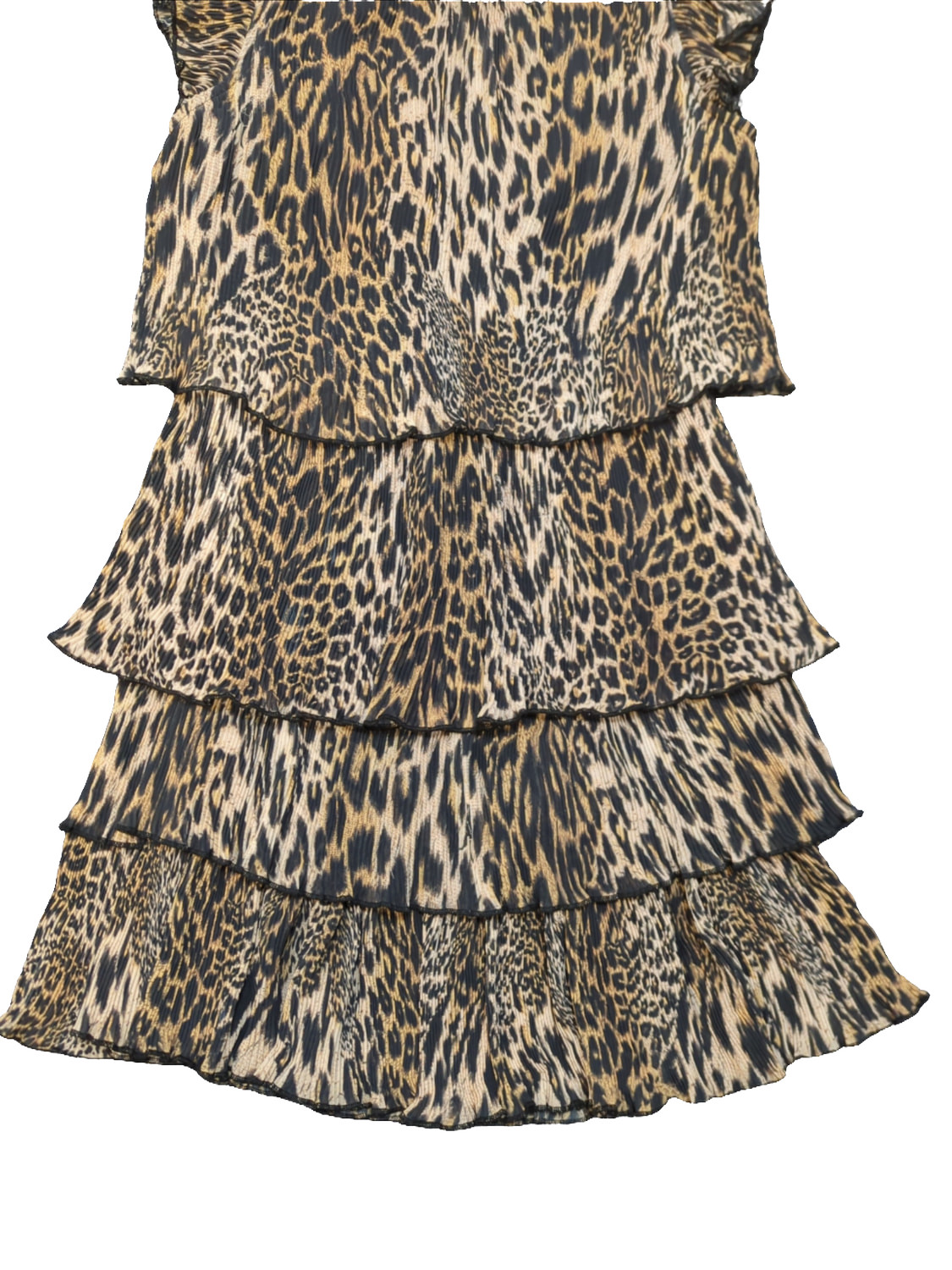 AllSaints Antheia Kiku Leopard Print Tiered Mini Dress – UK 8