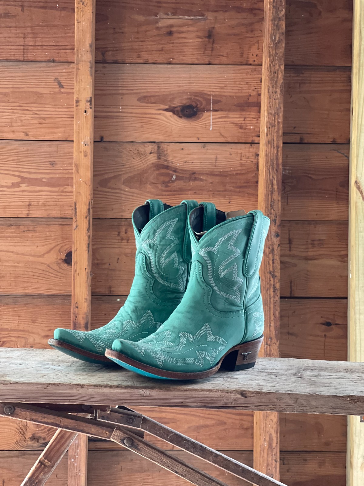 Lane Turquoise Western Ankle Boot – Pointed Toe Cowgirl Booties Size 9