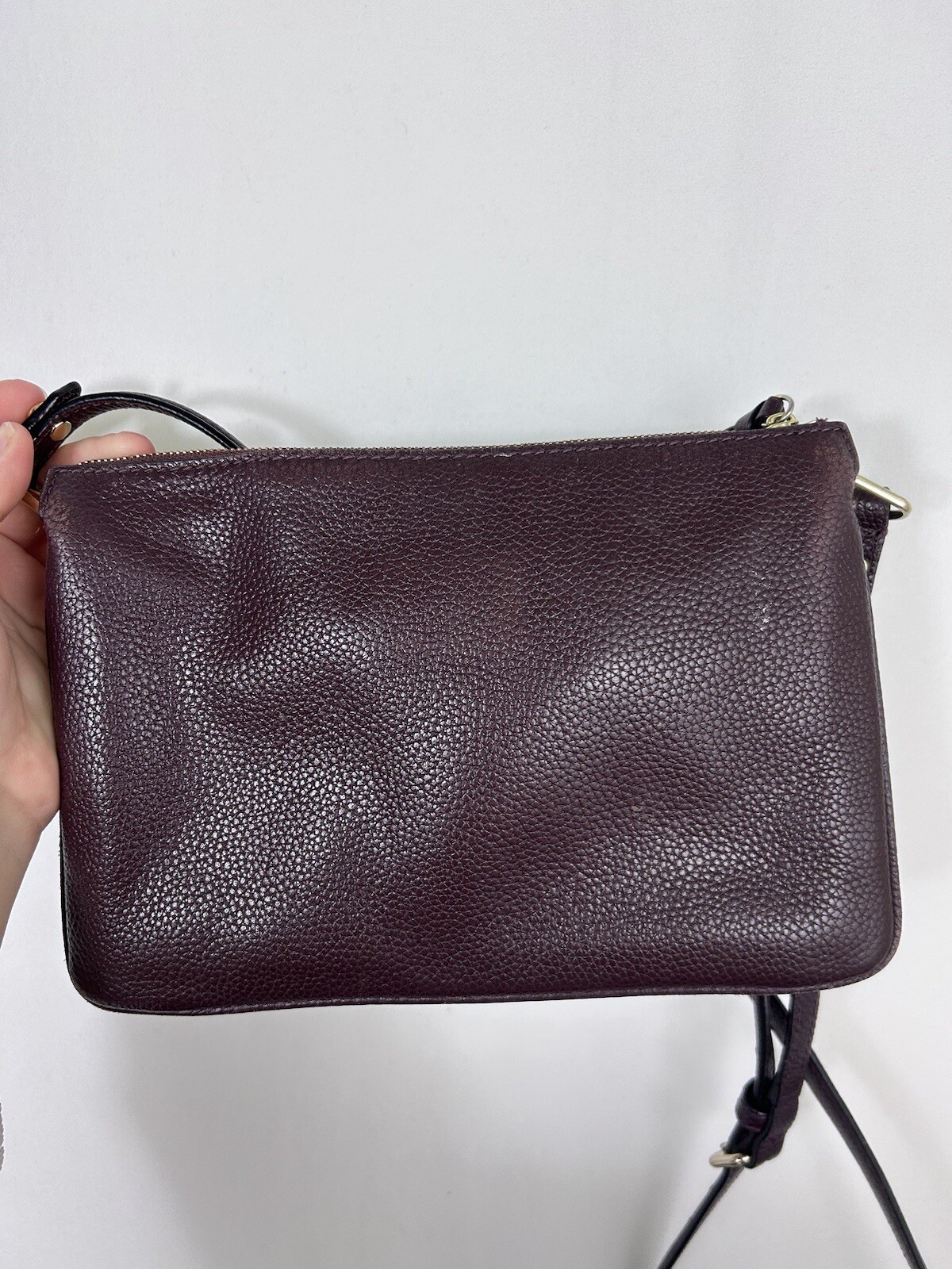 Kate Spade Burgundy Wine Small Crossbody Purse Handbag 10x7x3 Flaw Repair Needs