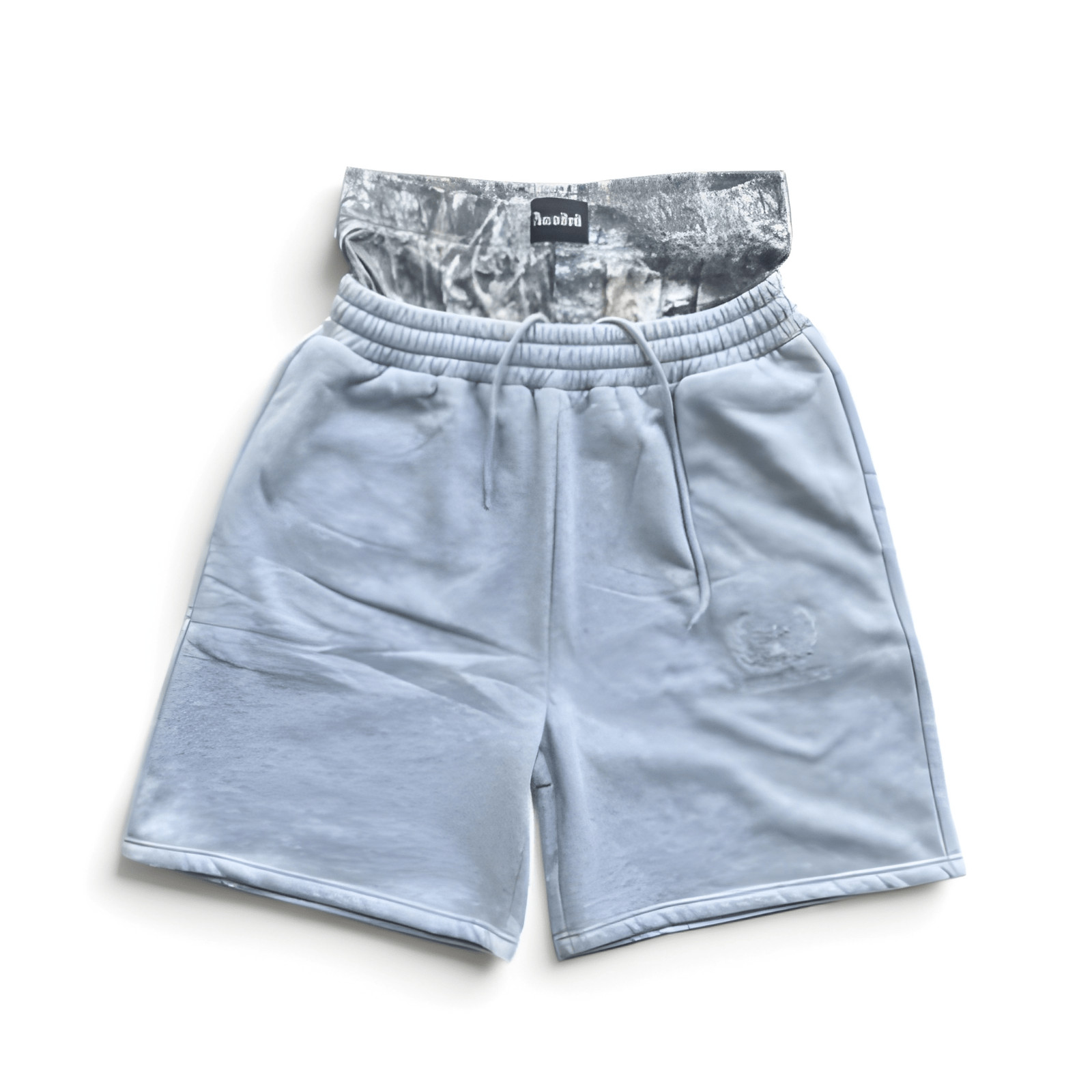 Y2K Grey Double Waist Shorts Men L Baggy Cotton Streetwear Casual Sweat Shorts
