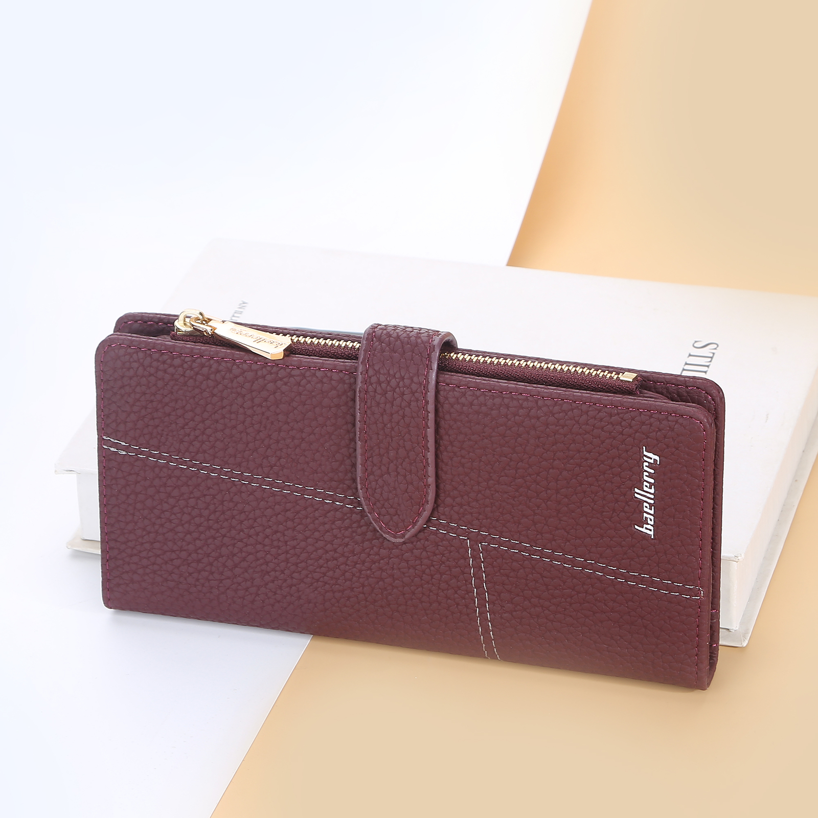 Women Slim Trifold Wallet with Zipper Pocket Hasp Clutch Purse Multi Card Holder