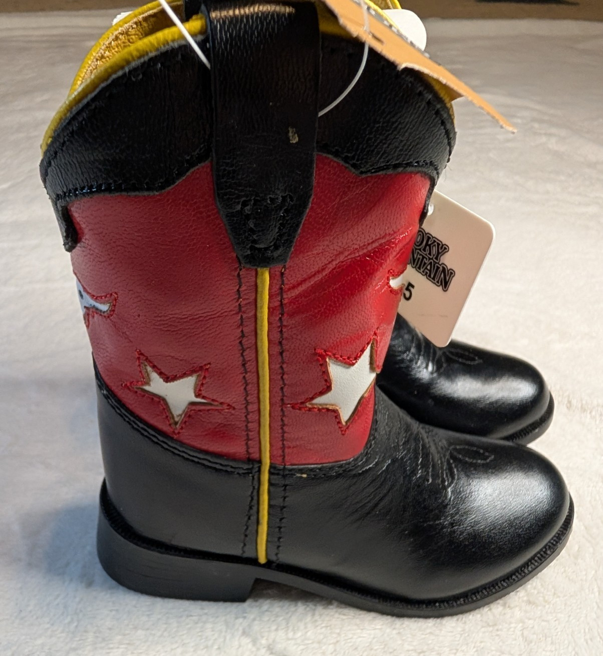 Smoky Mountain Youth Boys 5.5 Western Boots 3066 Black Red Cowboy Style New