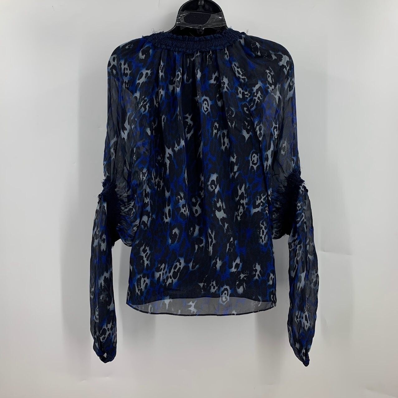 Ramy Brook Women’s Leopard 100% Silk Printed Bea Long Sleeve Top Size XXS