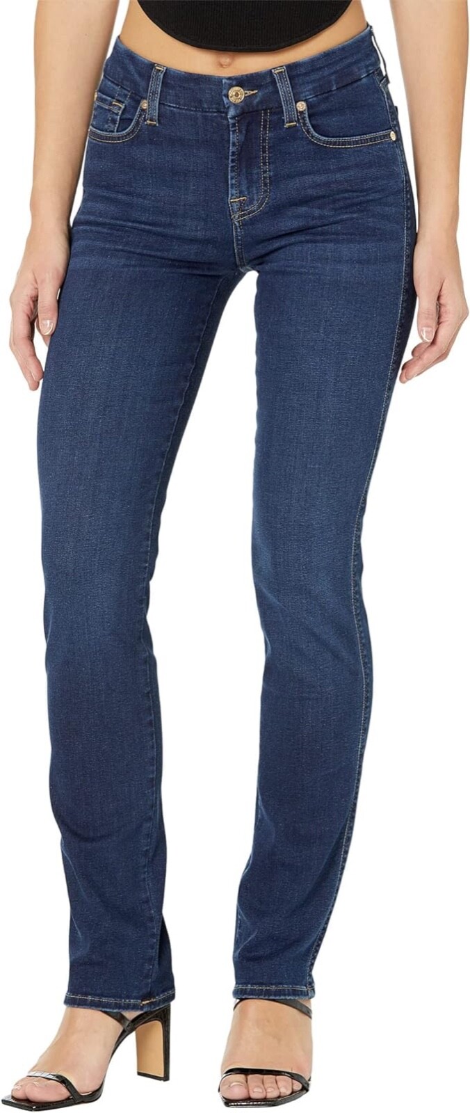 7 For All Mankind Women’s Kimmie Straight-Leg Jeans BLUE RINSED INDIGO NEW NWT