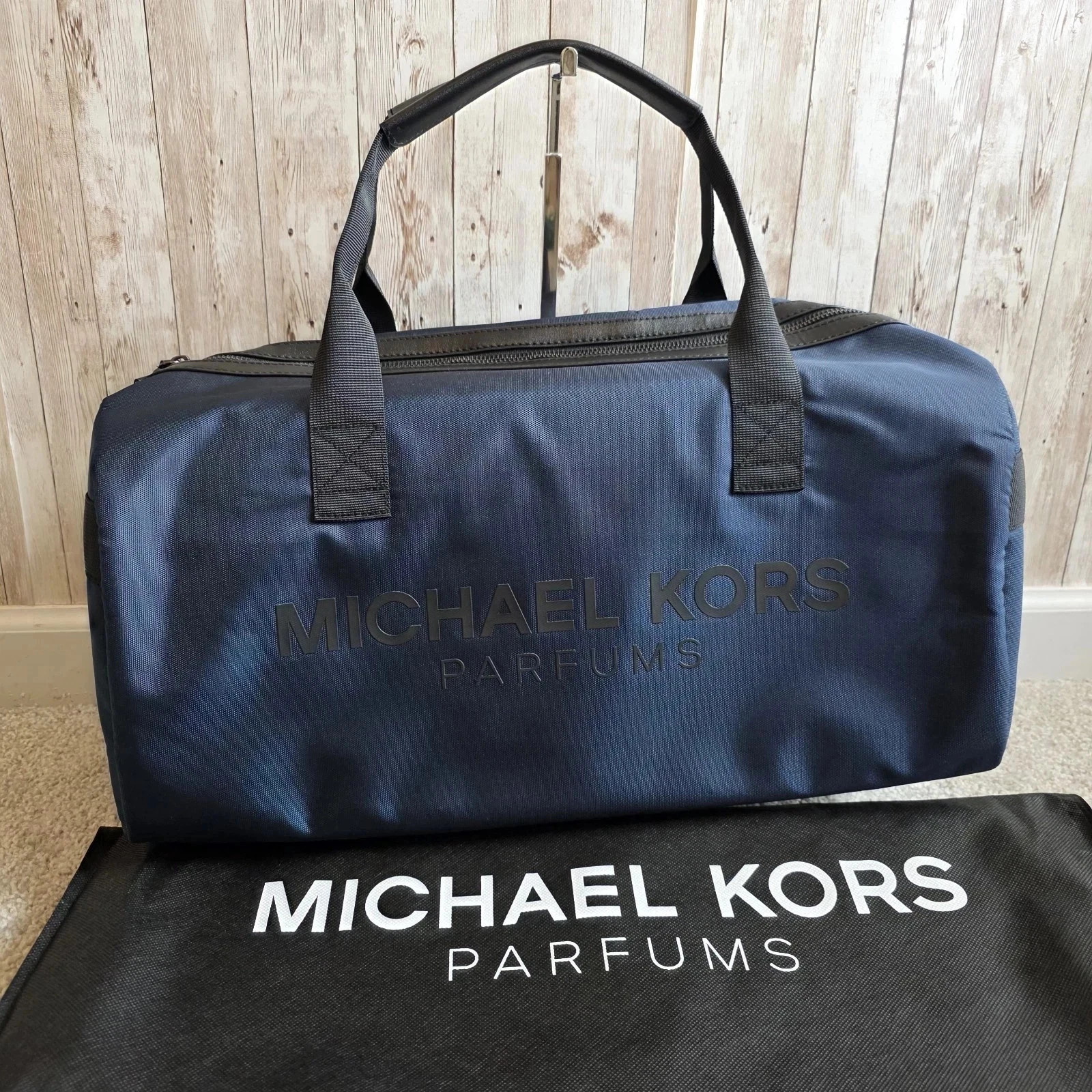 Michael Kors Parfums Duffle Dark Blue Overnight Shoulder Gym Weekender Bag