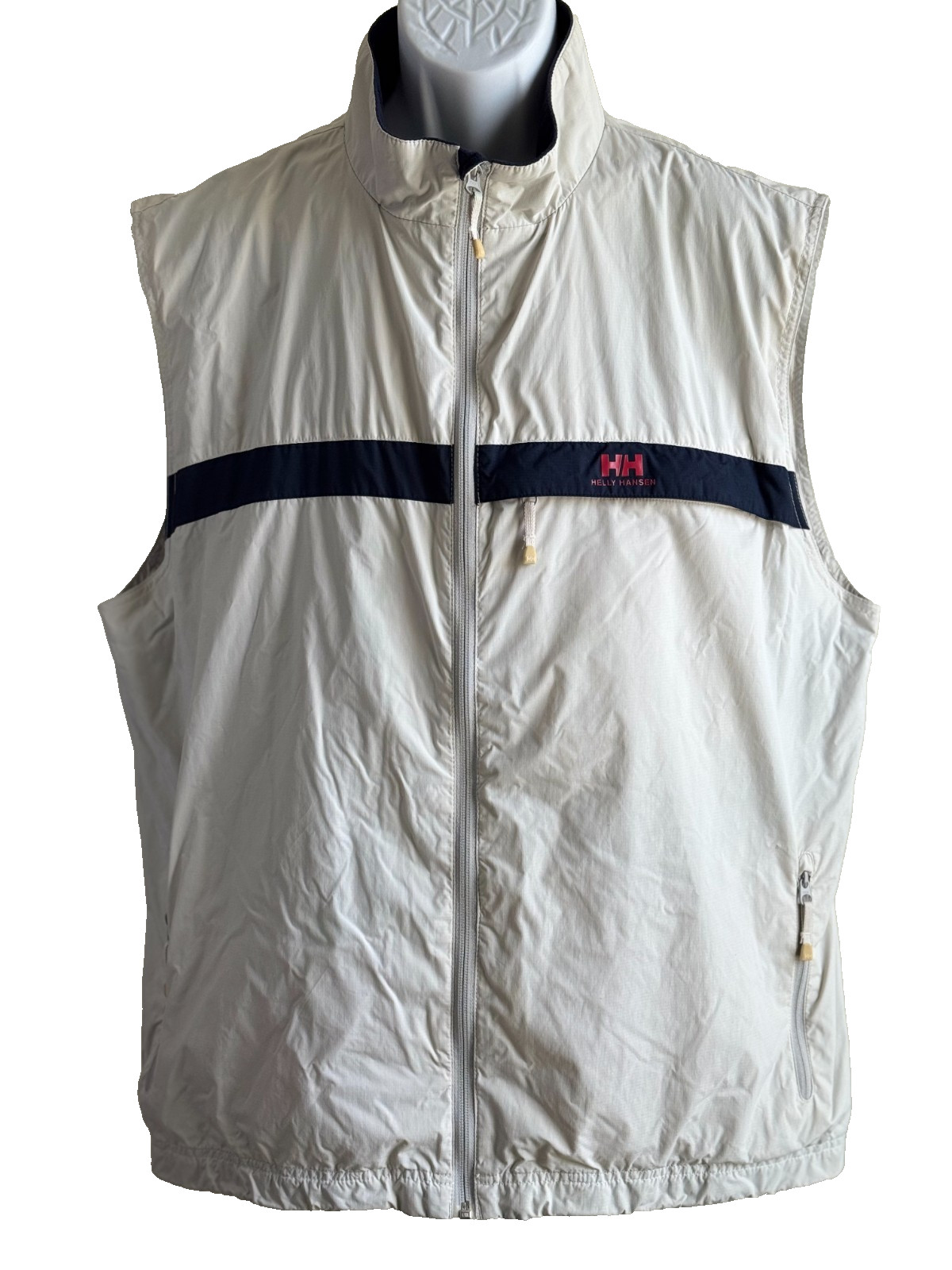 Helly Hansen Men’s XXL Nylon 00s Sailing Vest Off White Full Zip Waterproof