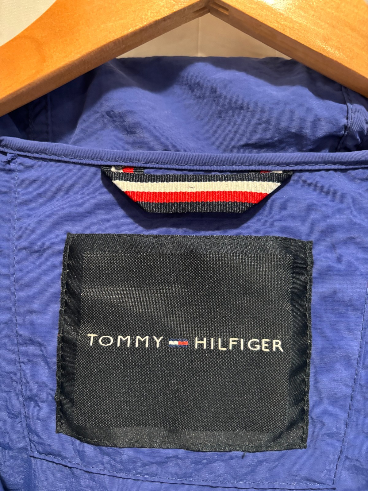 Tommy Hilfiger Taslan Hooded Windbreaker Jacket Mens Blue Lightweight Outdoor XL