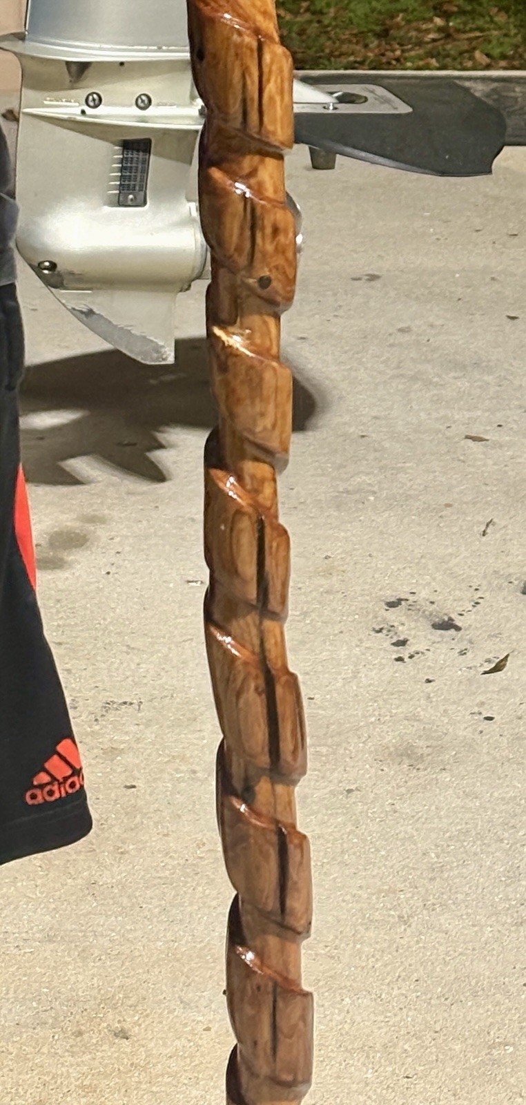 59” Hiking Staff Walking Stick W/stand Hand Carved Juniper From Gulf Coast River