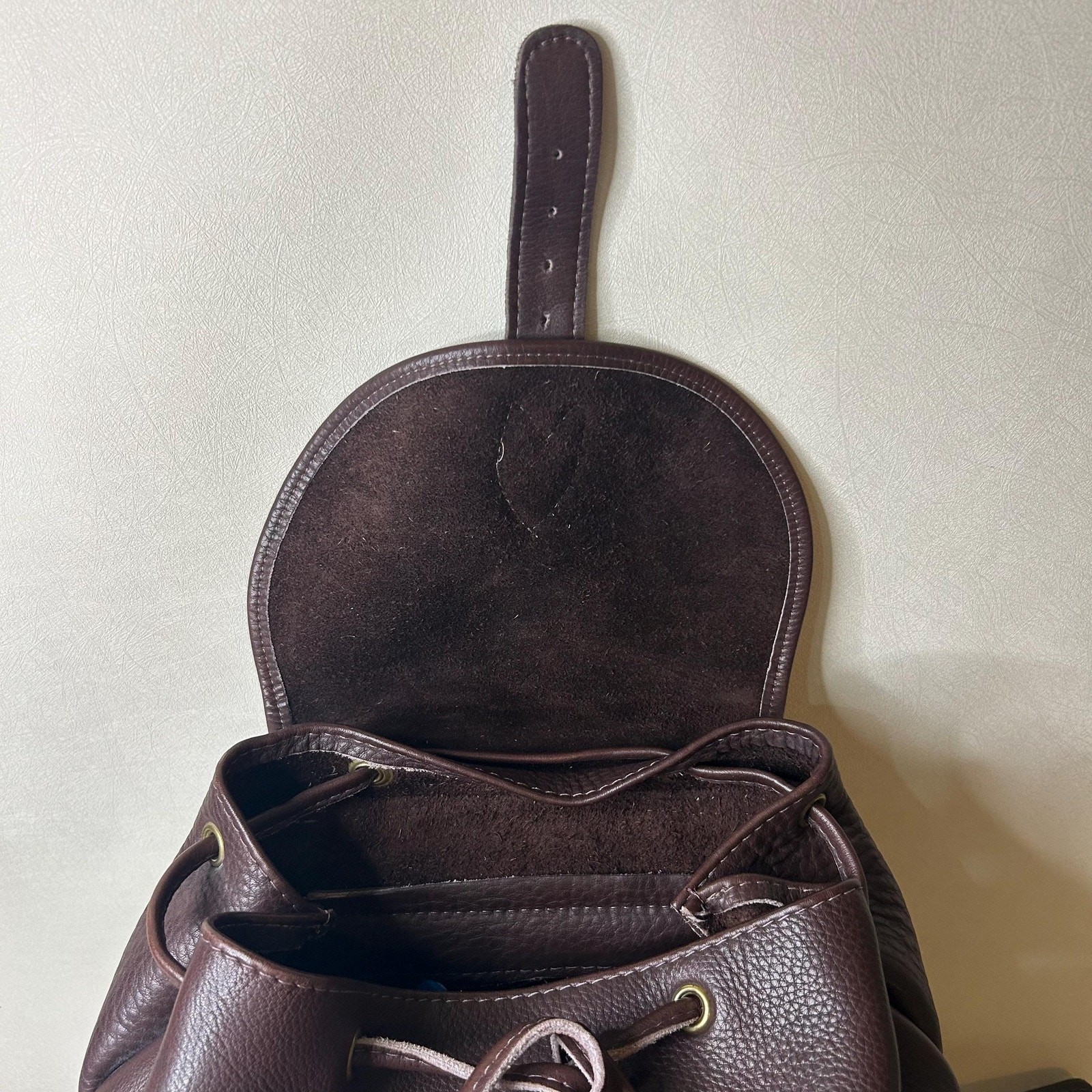 Vintage Style Dark Brown Full Grain Leather Rucksack Backpack
