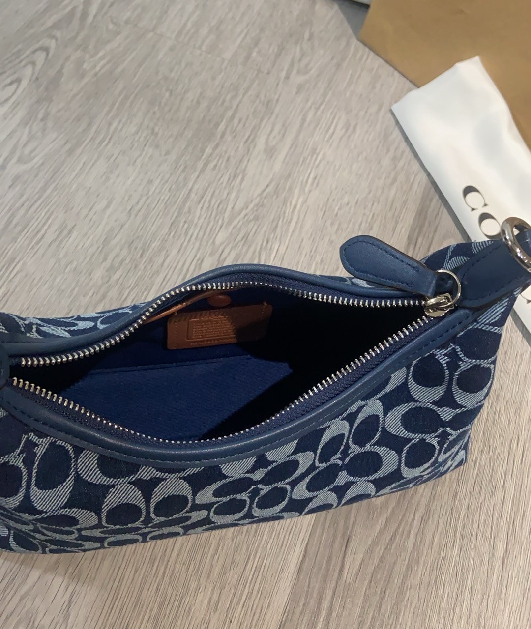 COACH CAM27 Juliet Shoulder Bag In Signature Denim Deep Blue Multi Outlet NEW