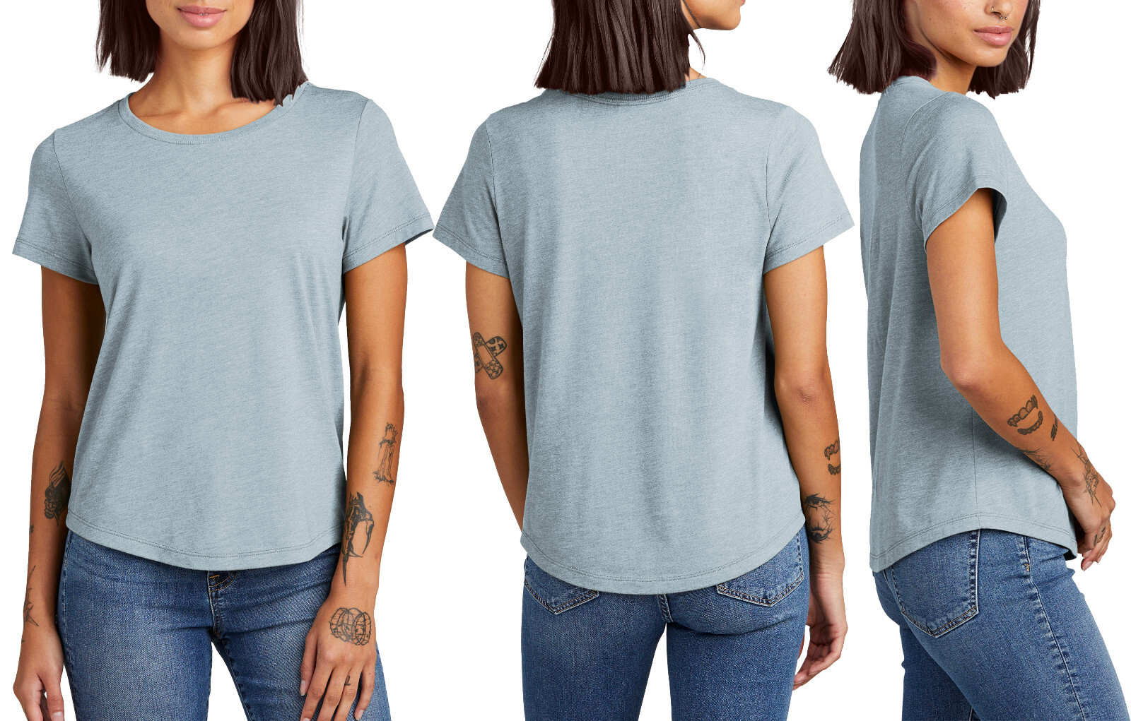 Womens Relaxed Fit Tri Blend T-Shirt Ladies Scoop Neck Super Soft Tee XS-2XL NEW