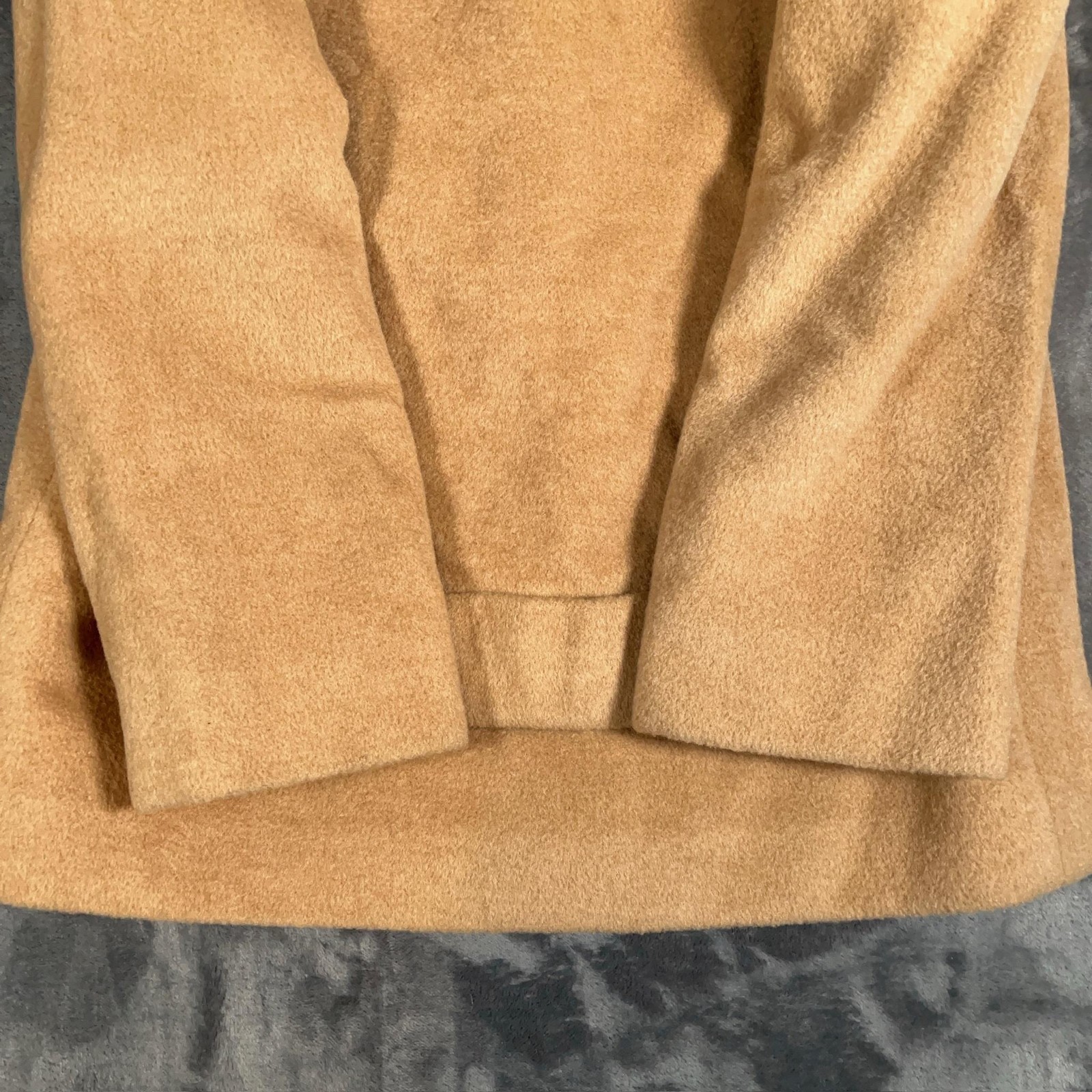 True Vintage Nordstrom Coat Womens Medium Camel Hair Leopard Collar Peacoat 60s