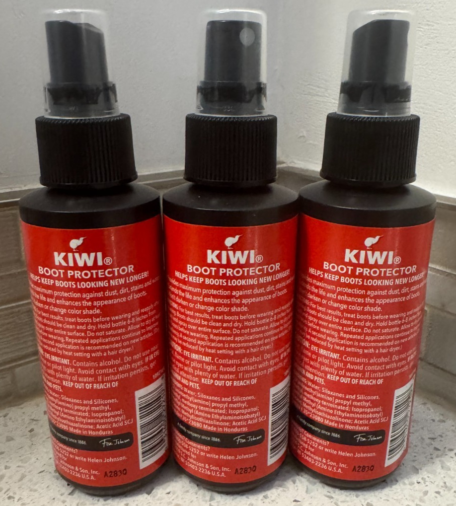 Lot Of 3 KIWI BOOT PROTECTOR Suede Nylon Uppers Spray 4 Fl Oz Travel