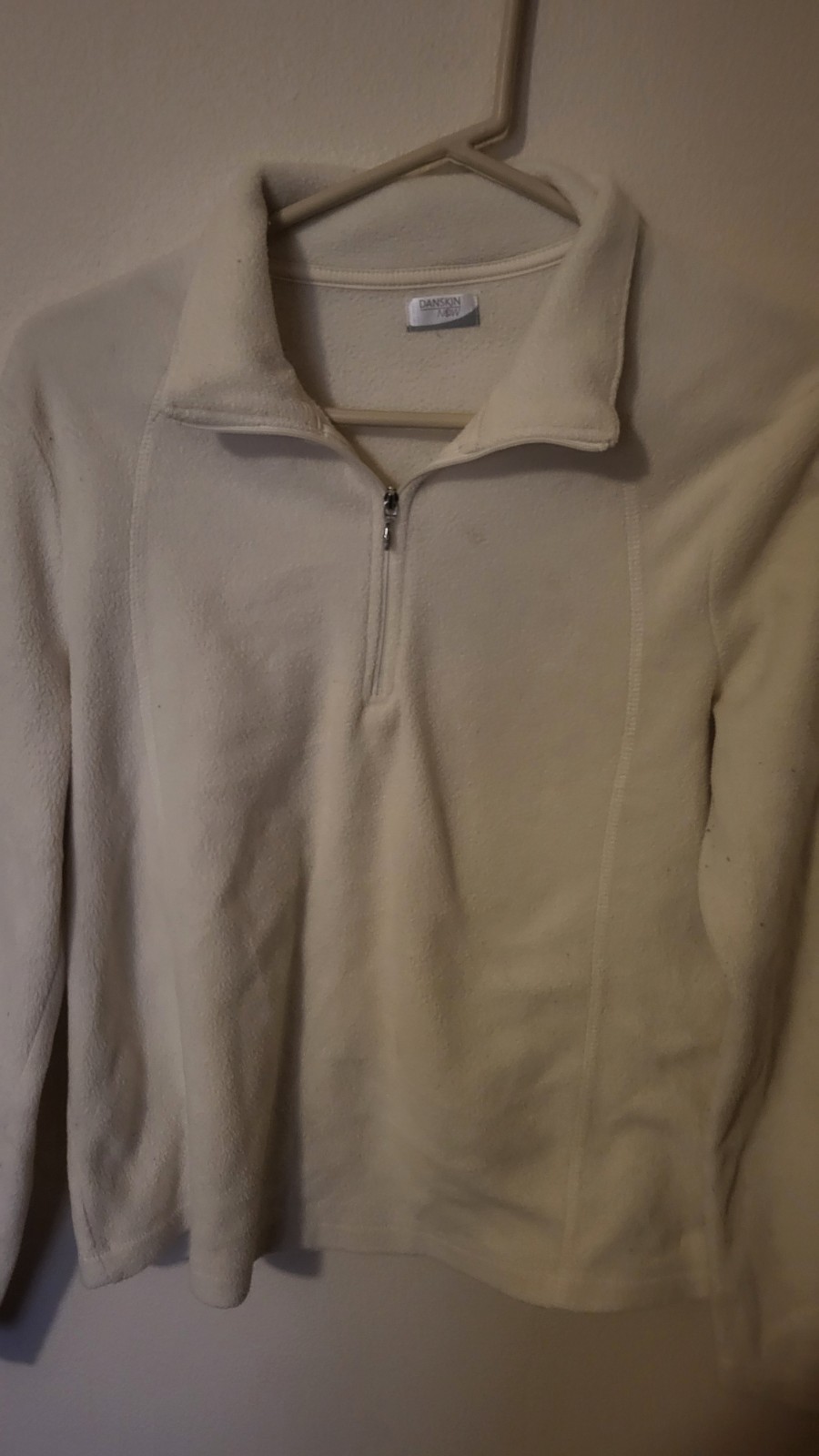 Danskin Now Womens fleece sz L 12 14 White 1/4 zip comfort warmth cozy 24 in L