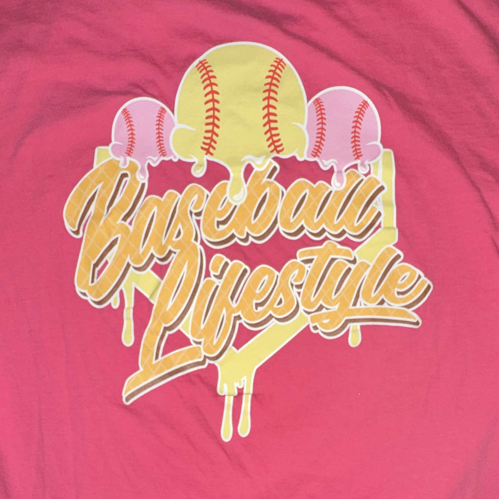Baseball Lifestyle 101 BL101 Set Mens Size Small Baseball Graphic Logo Pink