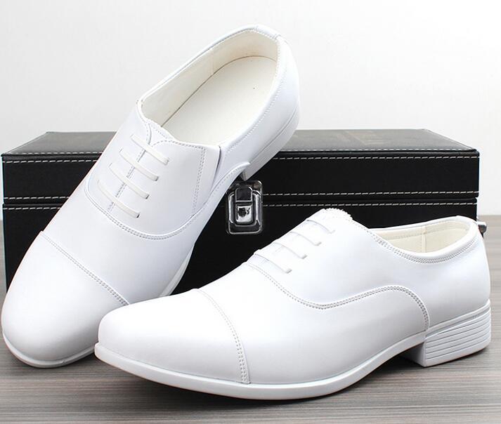 Mens White Shoes Cap Toe Wedding Groom Casual Business Oxford Dress Formal Shoes