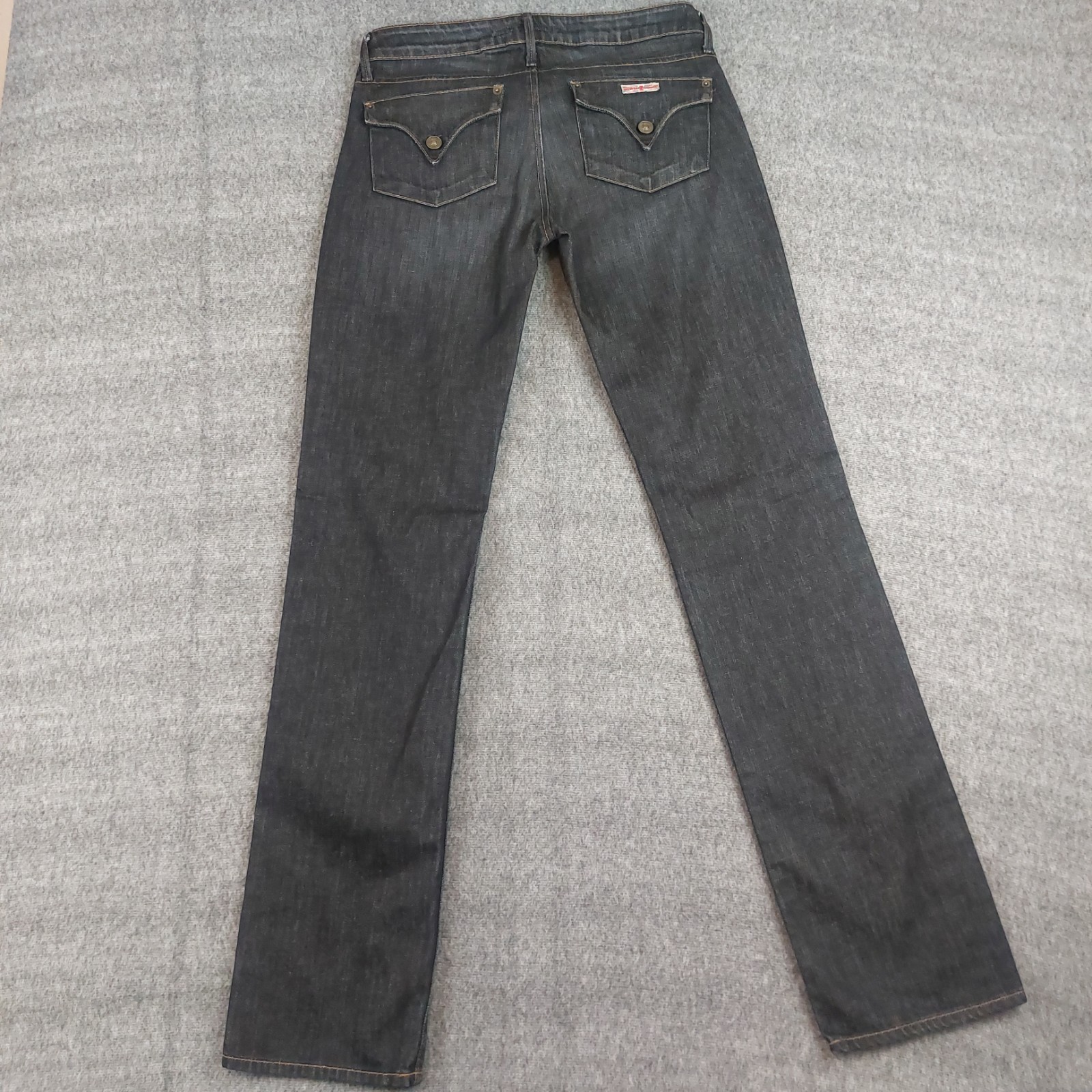 Hudson Women’s 28 (30×34) Carly Flap Straight Jeans Blue Low Rise Stretch Denim