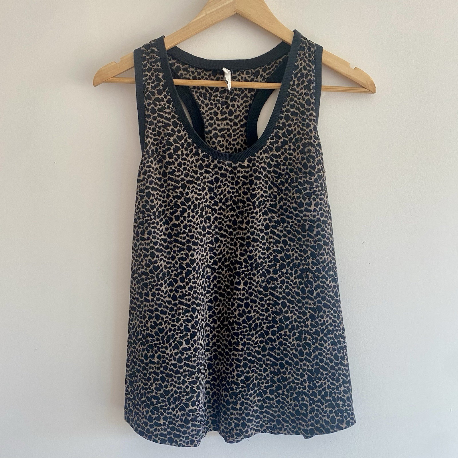 Joie Alicia Caviar Leopard Silk Racerback Tank with Side Pocket, size S