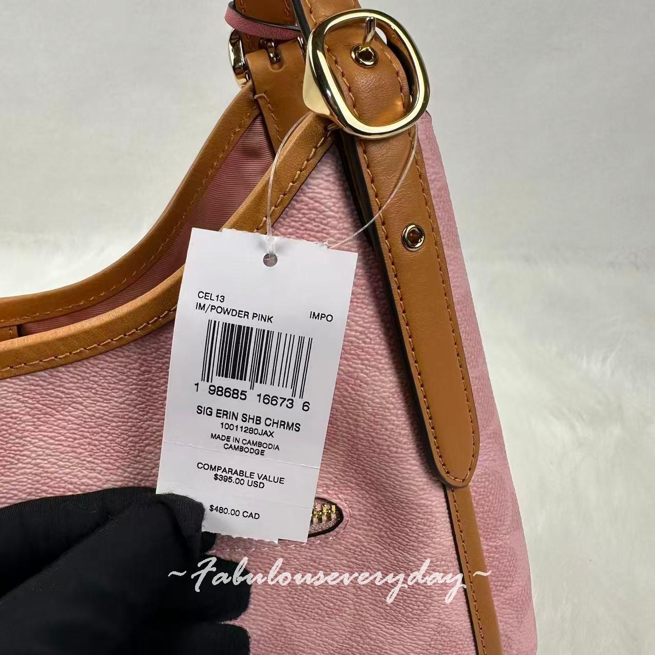 Coach Erin Shoulder Bag In Signature Canvas With Charms Powder Pink CEL13