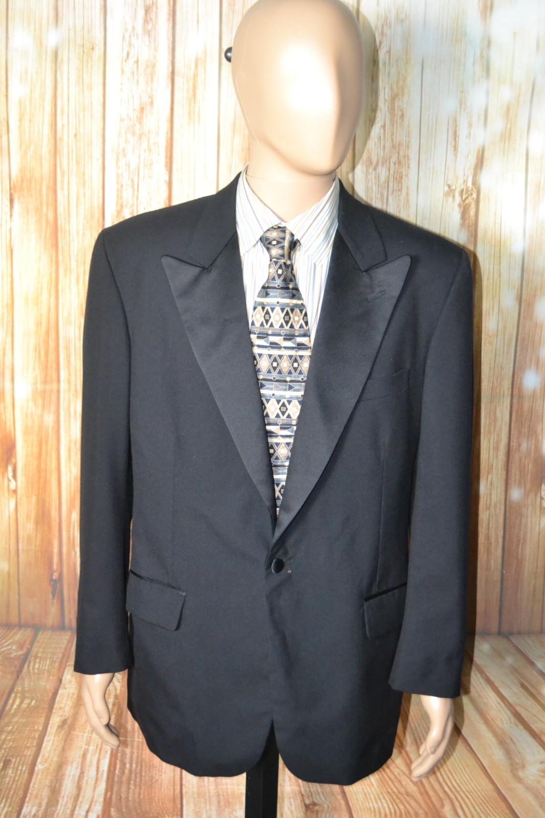Brooks Brothers Makers 1970s Mens Peak Lapel Black Tuxedo Jacket Sz 42R