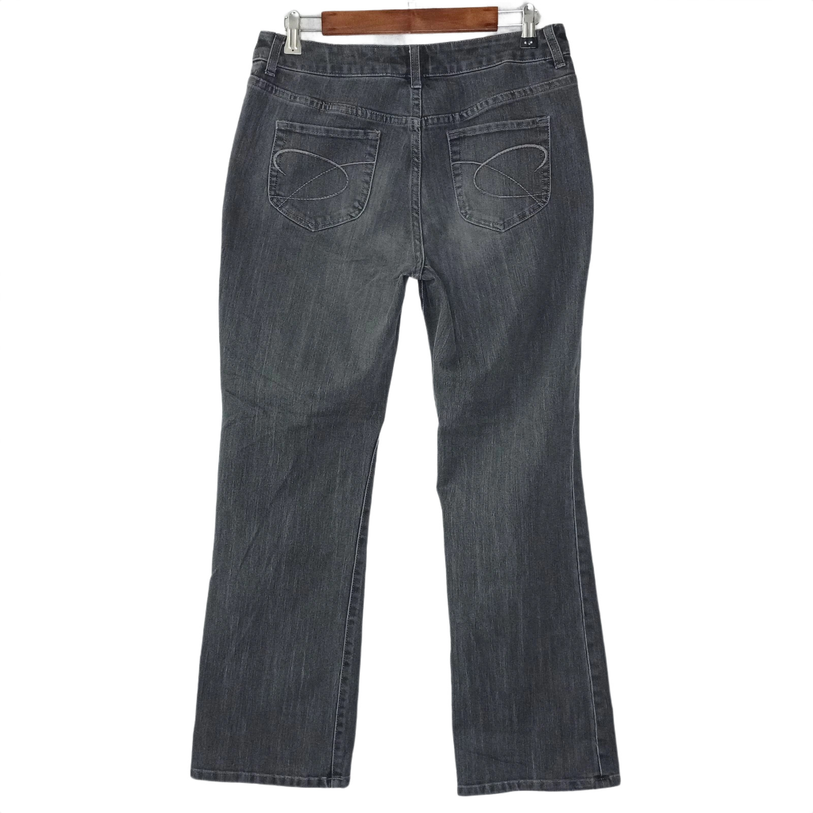 CHICO’S Platinum womens bootcut jeans size 1 = 8 stretch gray charcoal wash