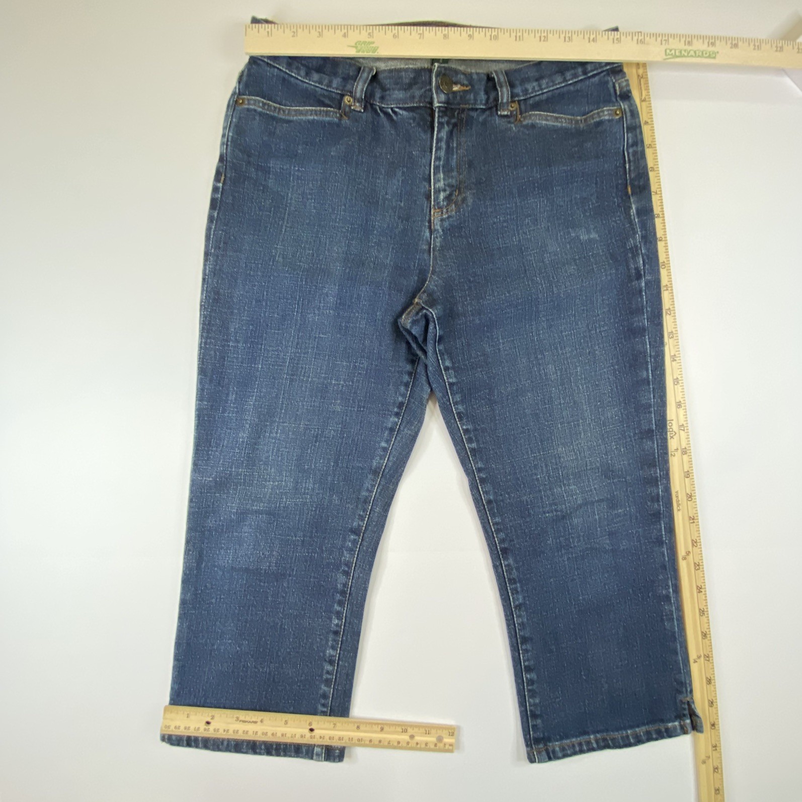 LRL Lauren Jeans Co Womens Classic Midcalf Denim Capri Denim Size 6 Dark Wash