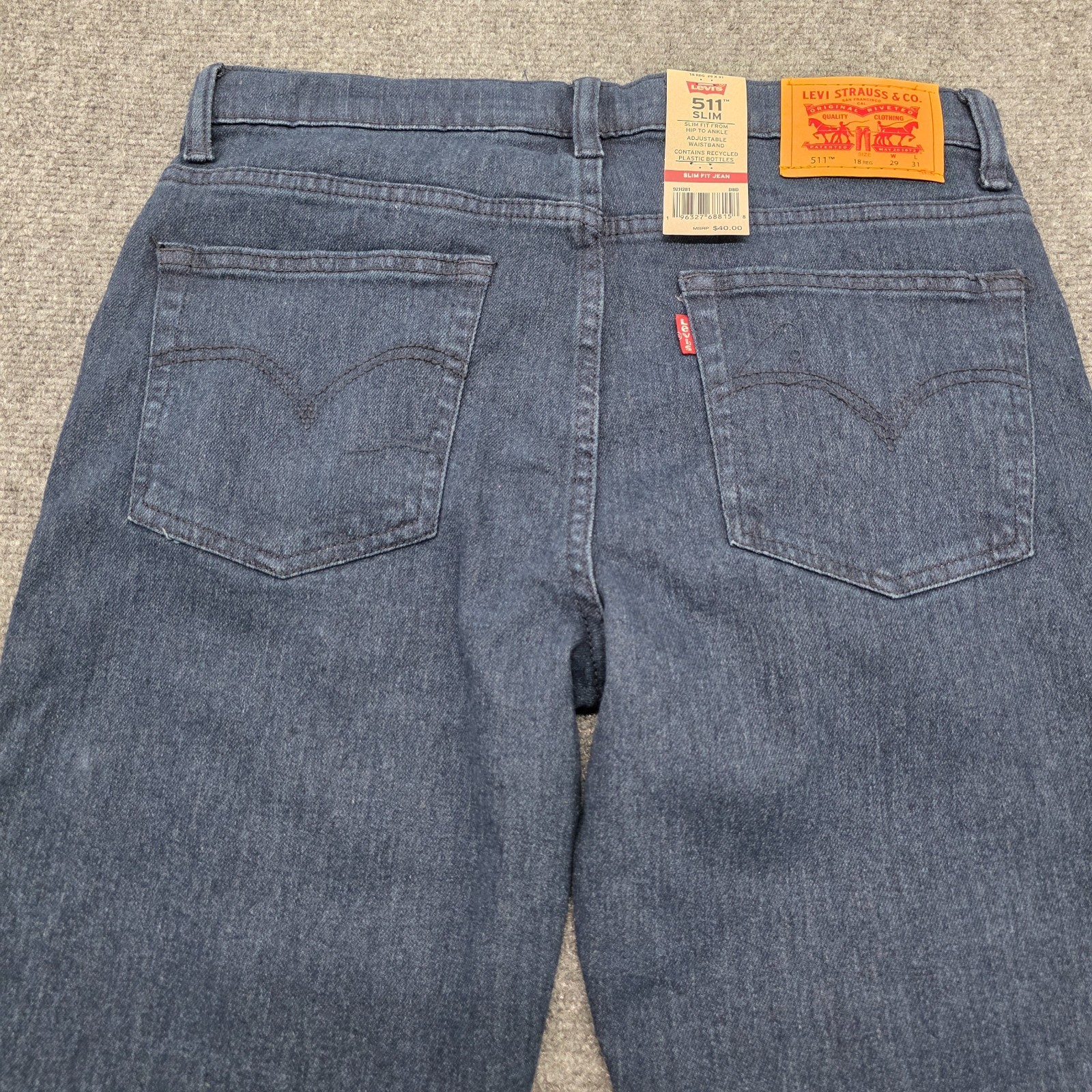 NEW Levis Boys Jeans Performance 511 Slim Fit Size 18 Reg 29X31 Adjustable Waist