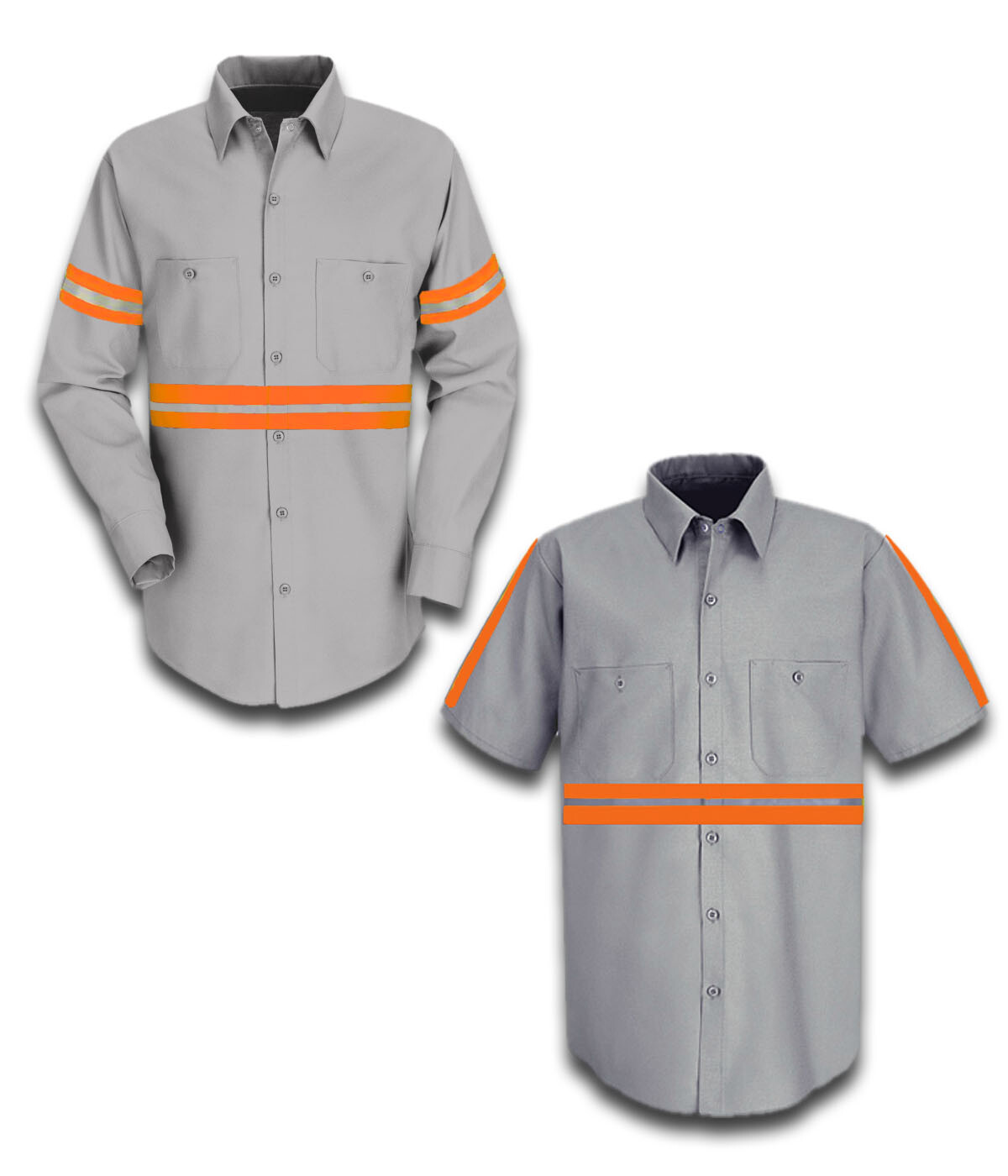 Enhanced Visibility Work Shirts Hi Vis Orange Reflective Industrial Work Uniform