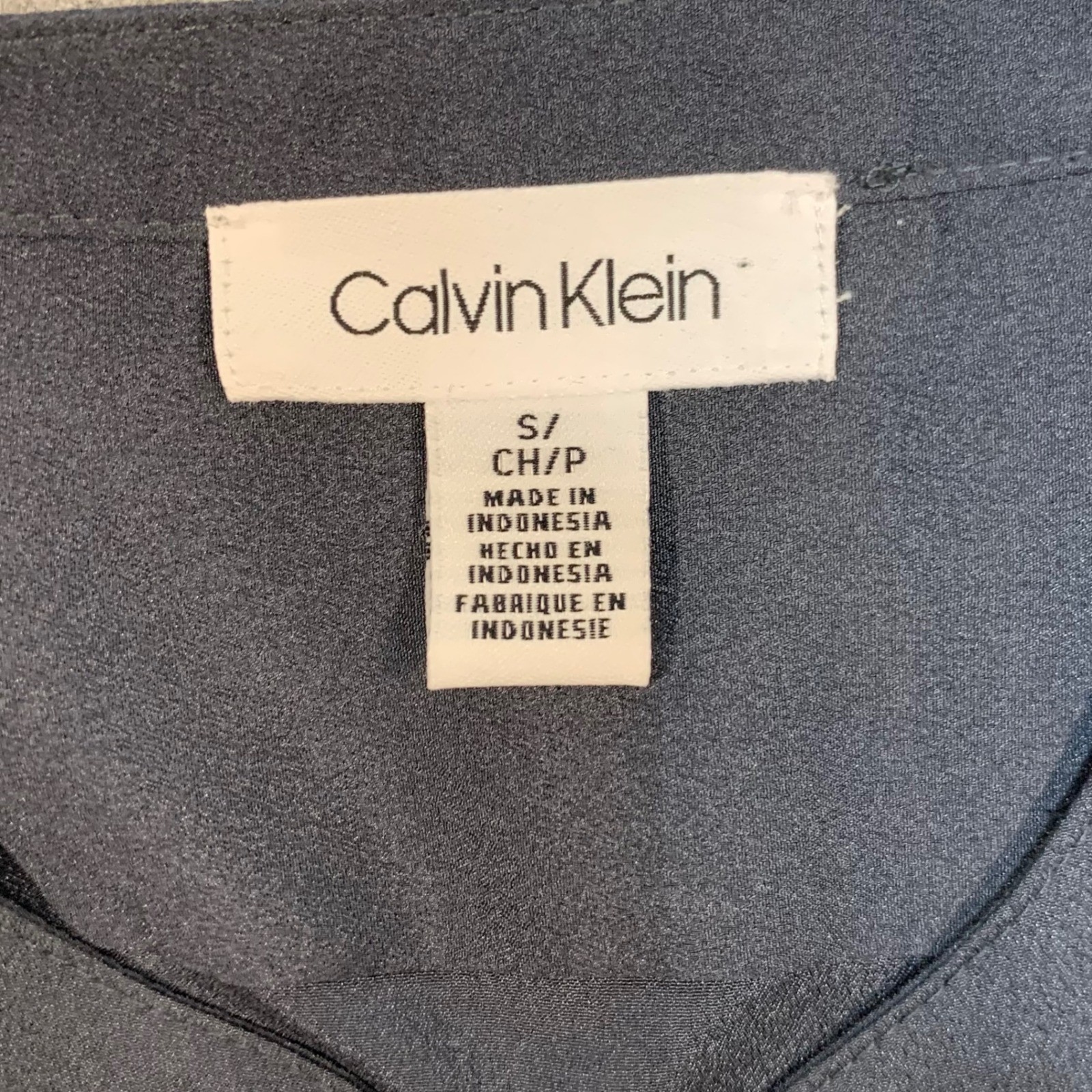 Calvin Klein Womens Small Gray Utility Roll Tab Sleeve Zipper Pocket Blouse Top