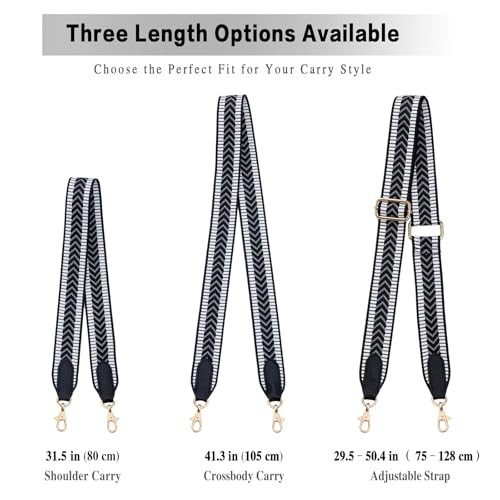 Purse Strap Replacement Adjustable Length 29.5–50.4 in Black / Gold Hardware
