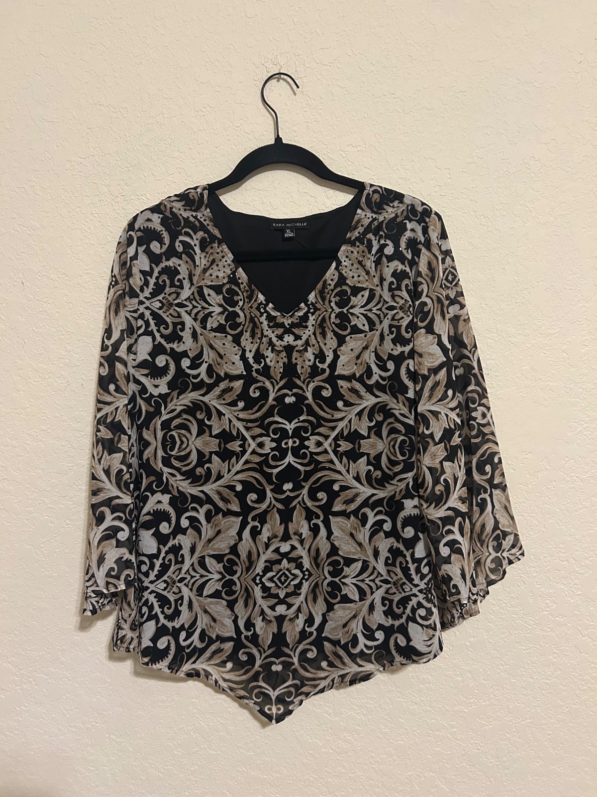 Sara Michelle XL Damask Print Blouse
