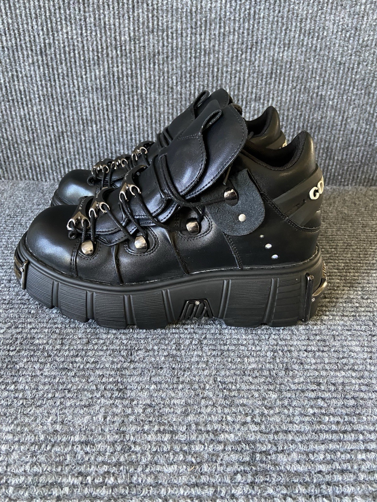 New Ws 10 Black Shoes Heavy Metal Thick Bottom Trendy Punk Gothic Dark Lace up